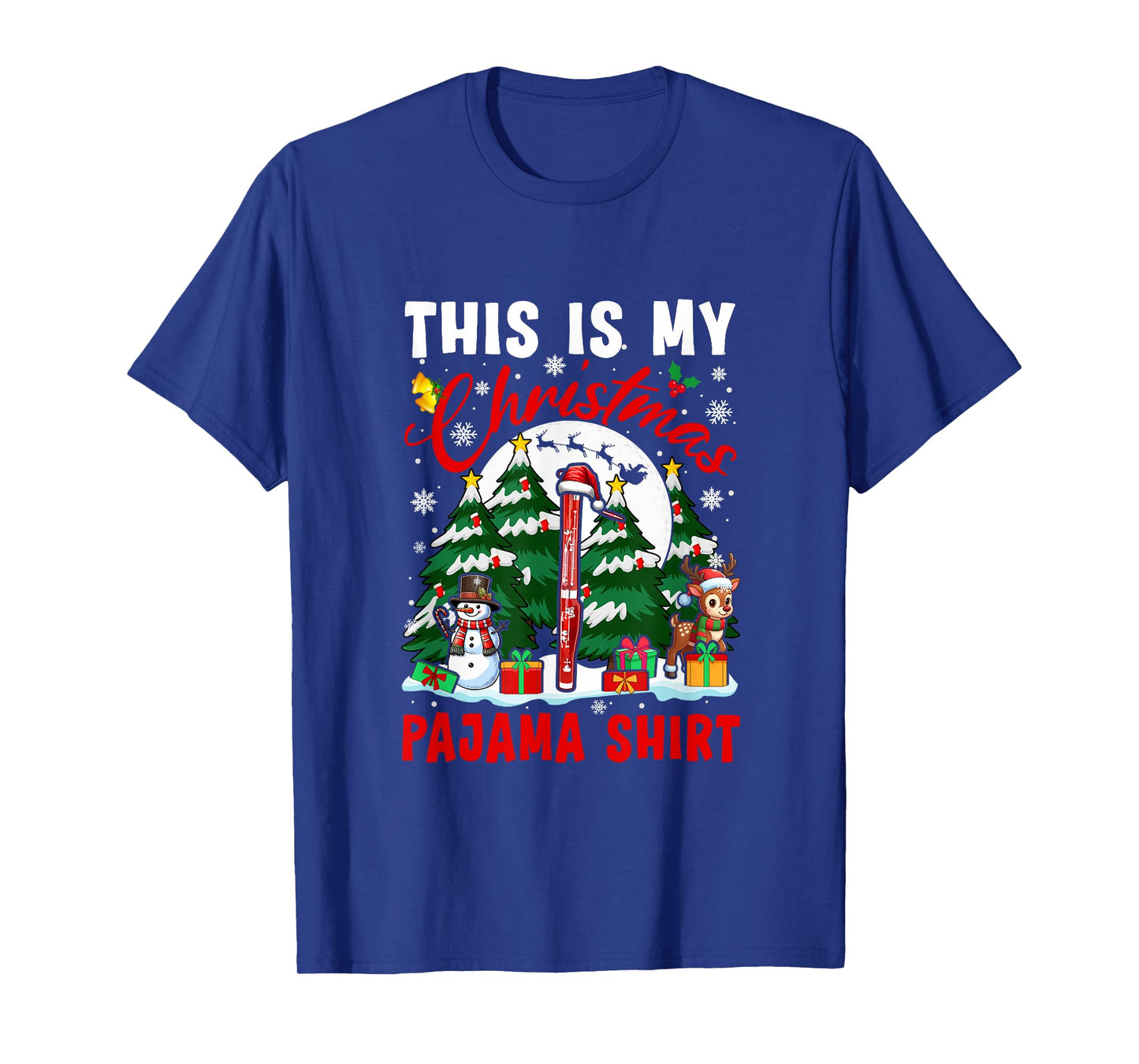 My Christmas Pajama Shirt Santa Bassoon Snowman Instrument T-Shirt