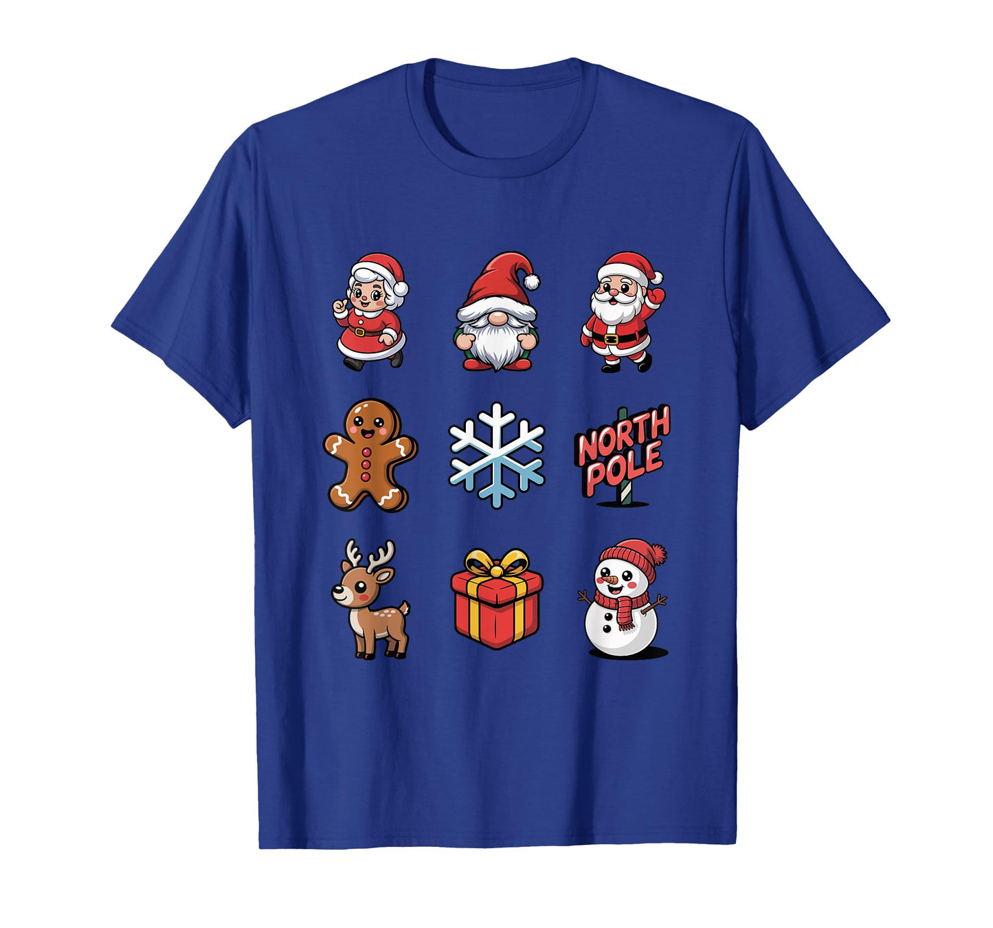 Cute Santa Claus Reindeer Gnome Christmas Characters T-Shirt