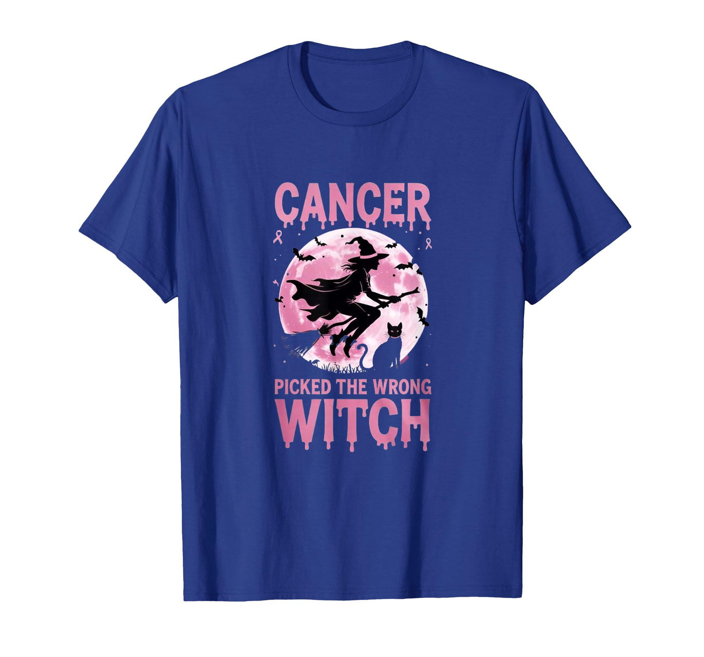 Cancer Picked The Wrong Witch - Pink October Halloween T-Shirt