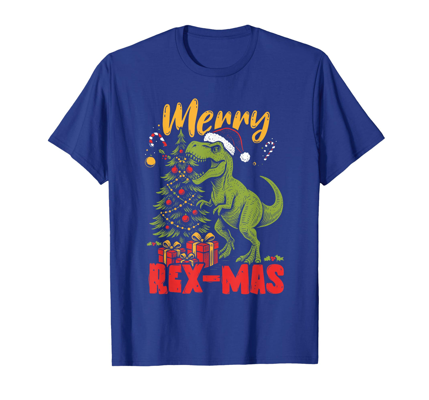 Merry Rex-Mas Santa Dinosaur Retro Christmas Dino T-Shirt