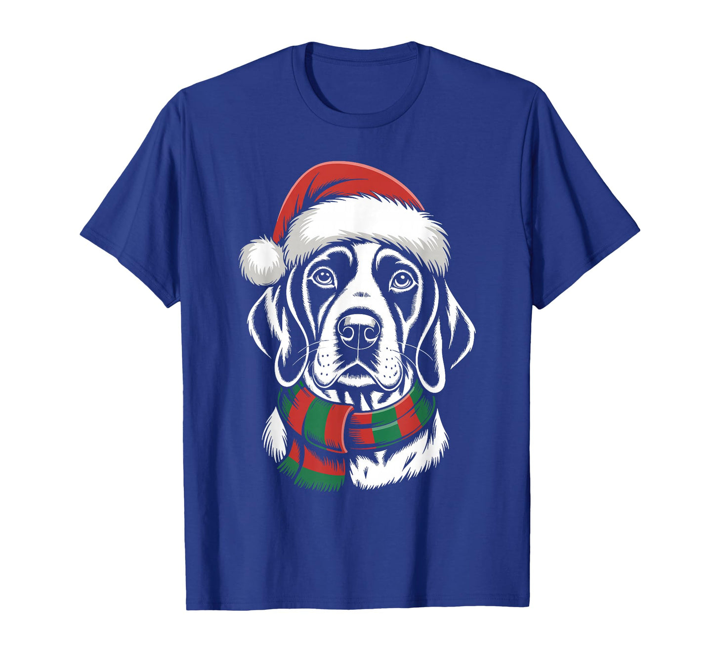 English Pointer Dog Xmas Santa Hat Scarf Christmas Costume T-Shirt