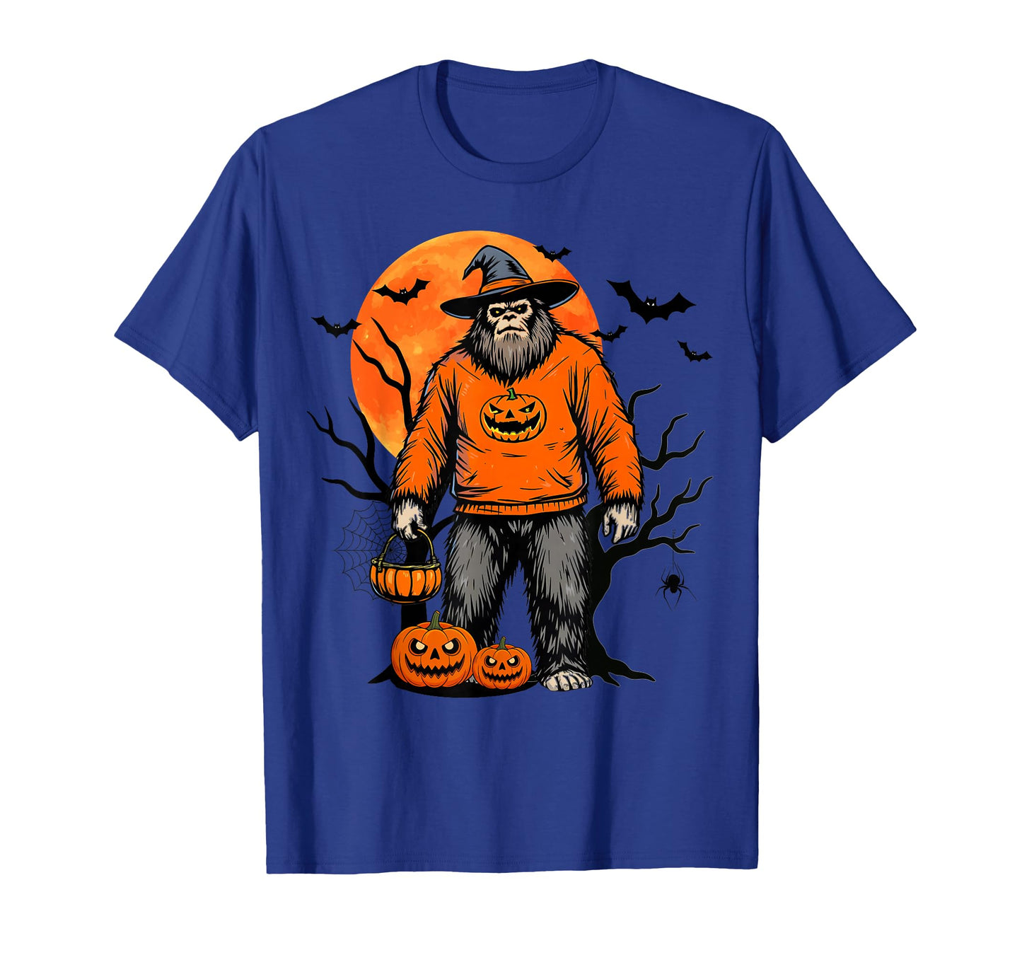 Spooky Bigfoot Sasquatch Witch Hat Halloween Men Women Kids T-Shirt
