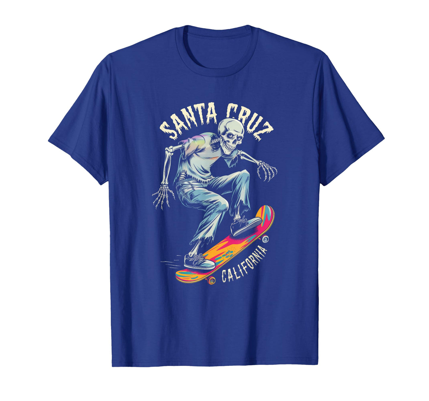 Vintage Santa Cruz California Skeleton Skateboarder Skater T-Shirt