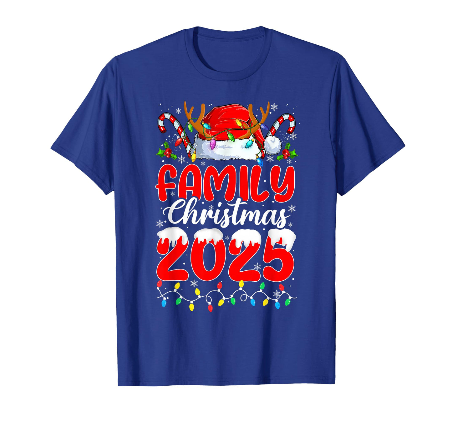 Family Christmas 2025 Xmas Lights Santa Candy Cane Holiday T-Shirt