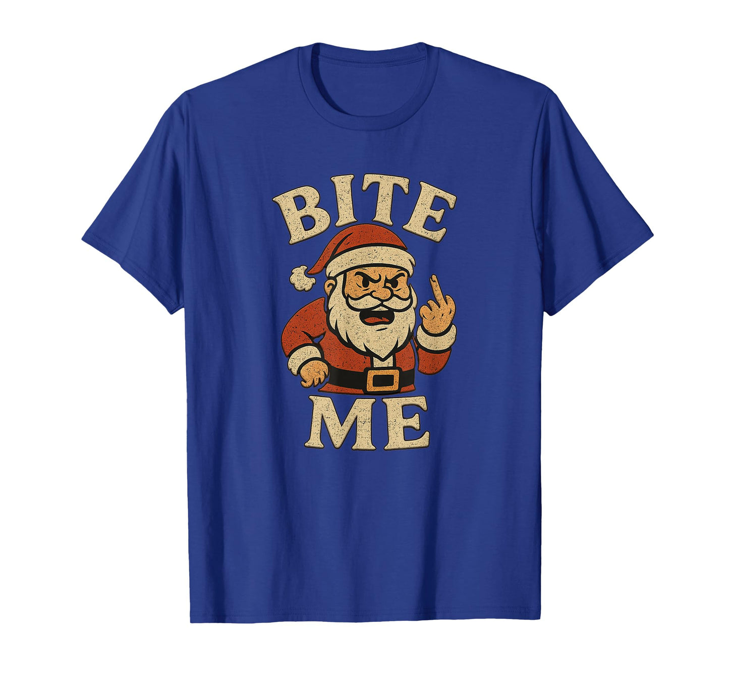 Bite Me Angry Santa Vintage Design T-Shirt