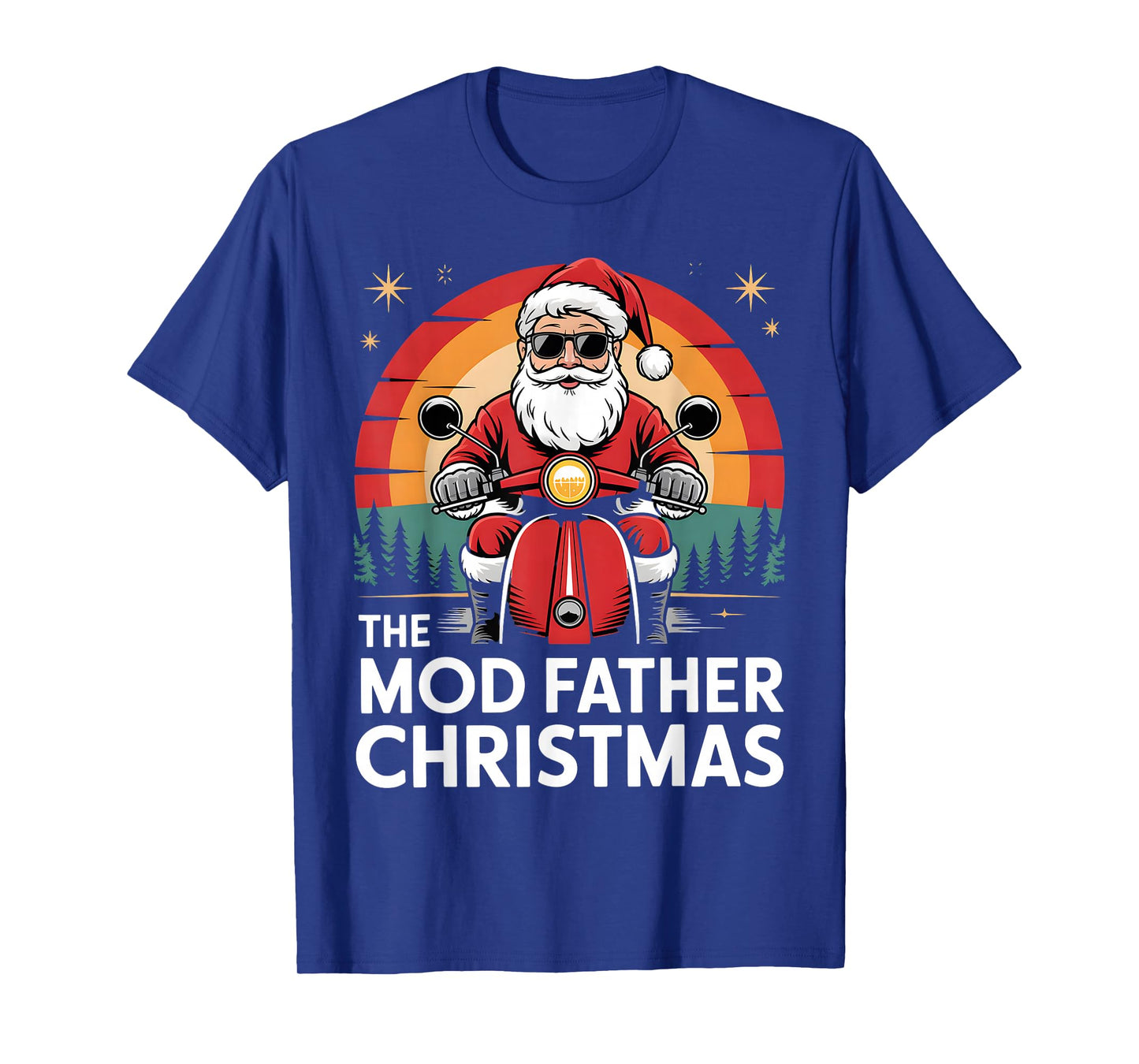 Funny Santa On Motorbike for Mods The Mod Father Christmas T-Shirt