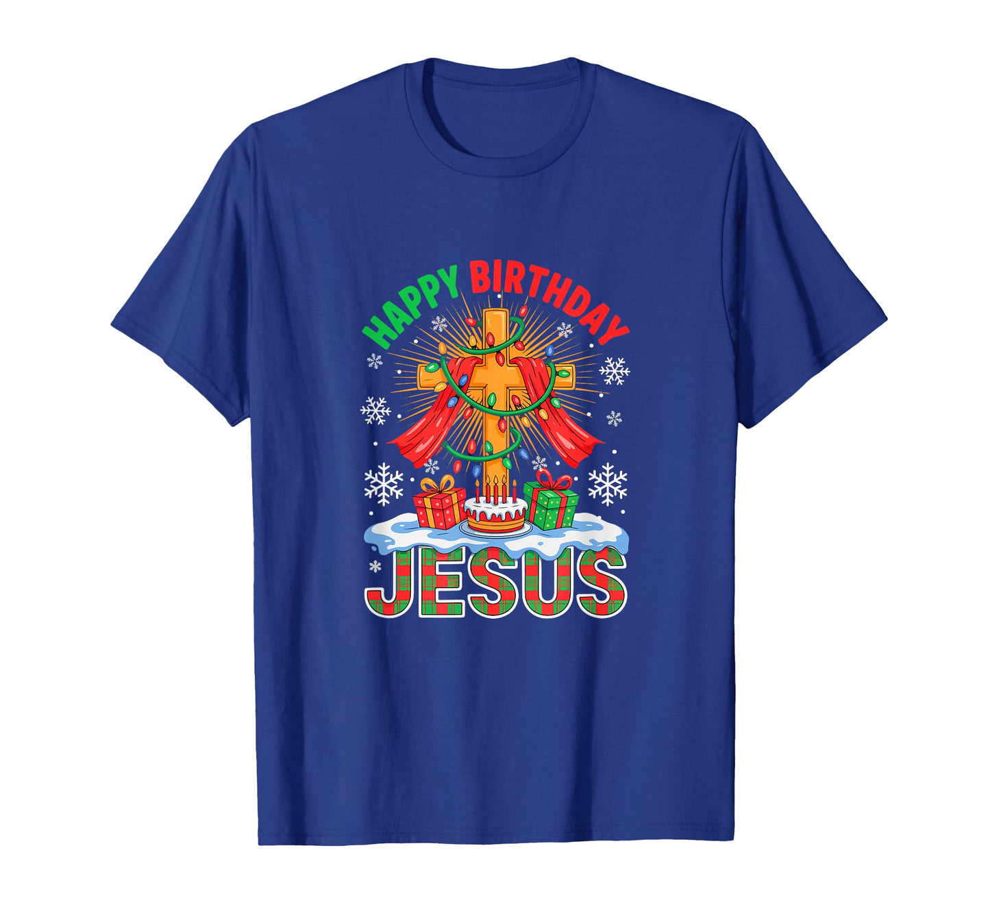 Birthday Jesus Costume Christmas Lights Christian Cross T-Shirt