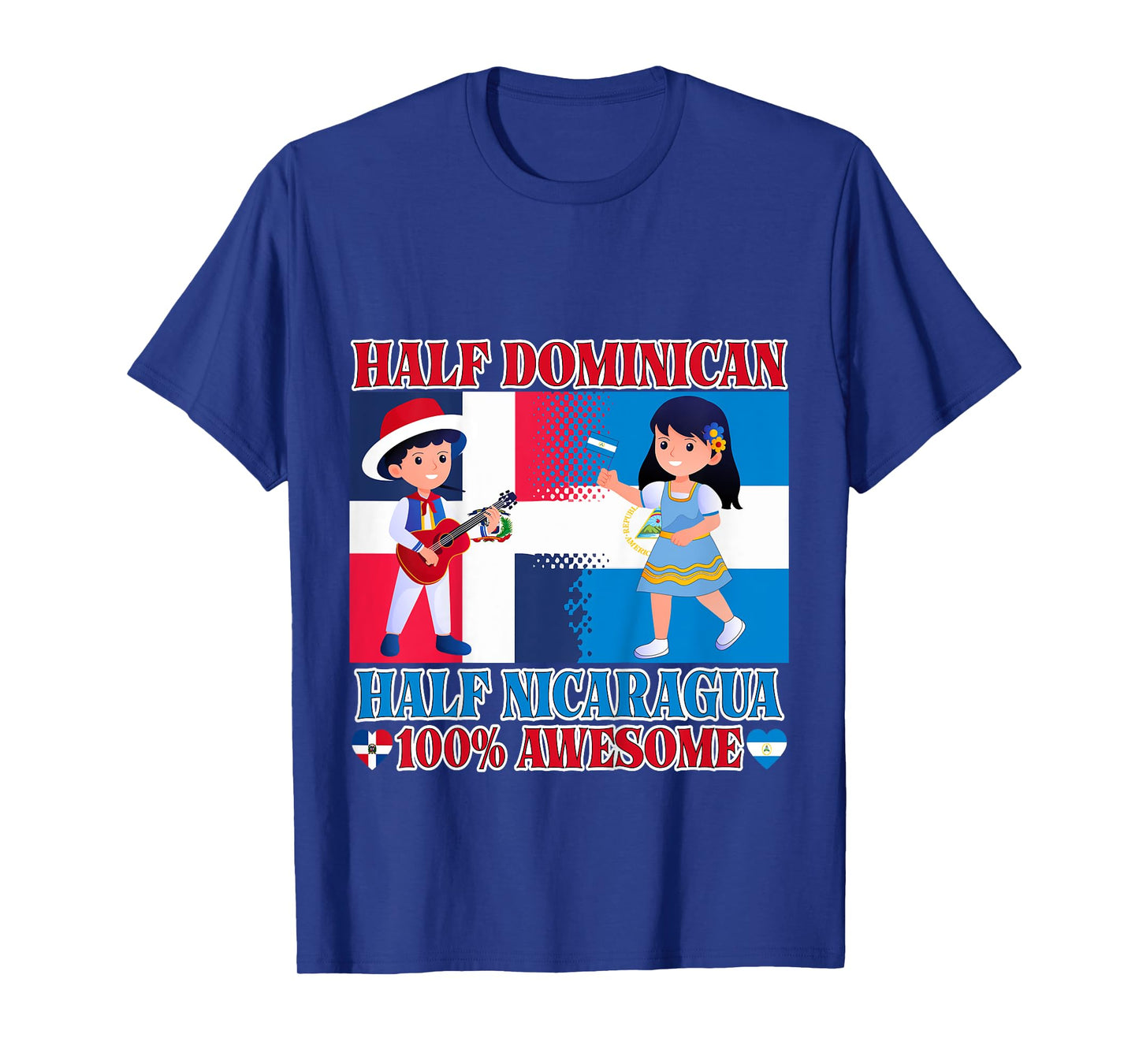 Half Nicaraguan Half Dominican Republic Flag Toddler Girls T-Shirt