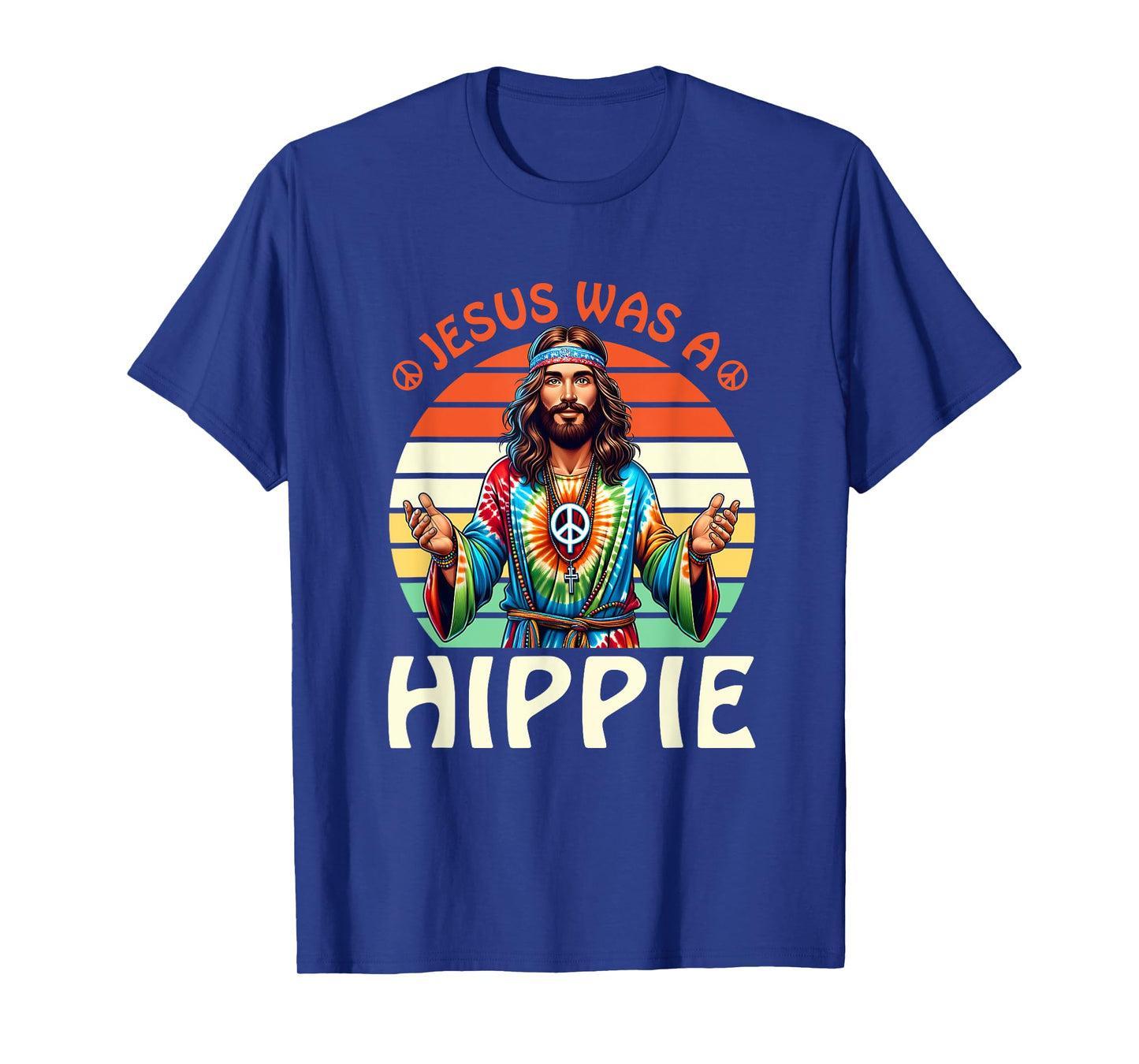 Groovy There Was Jesus Cross Christian Religious Hippie T-Shirt