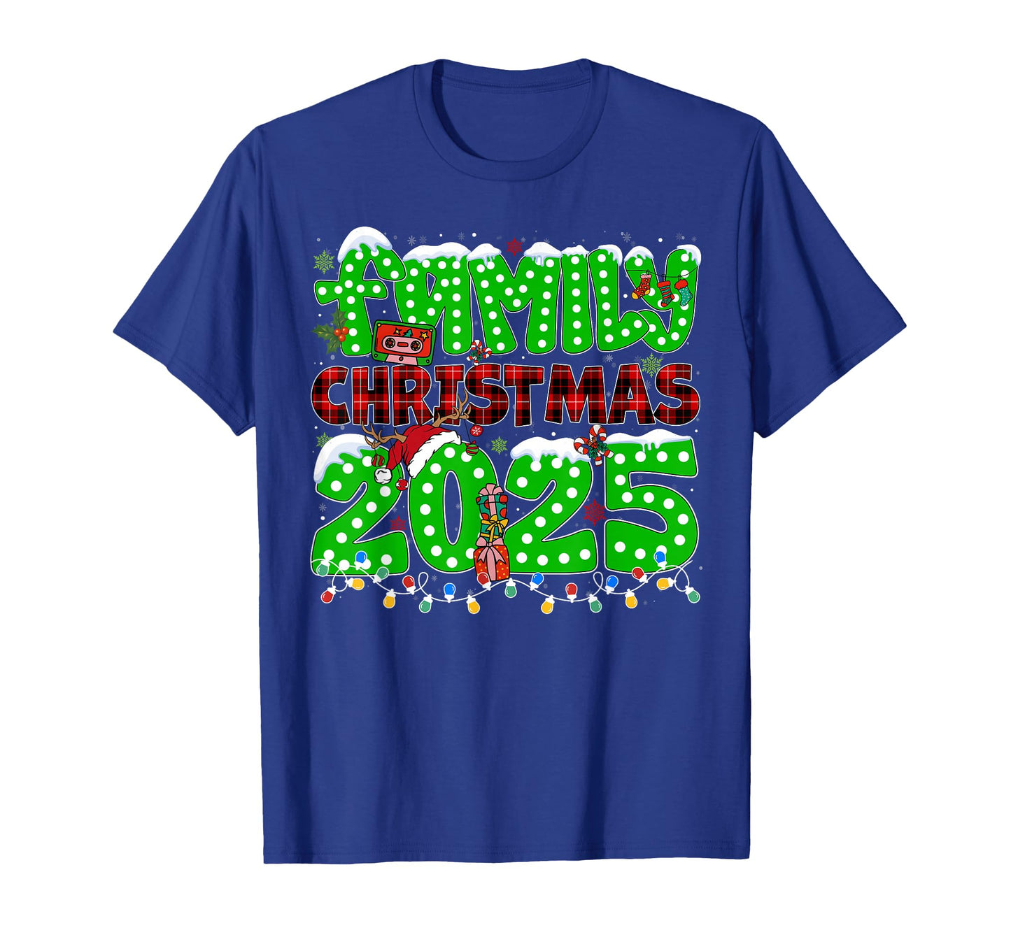Family Holiday Christmas 2025 Xmas Lights Santa Pajamas T-Shirt