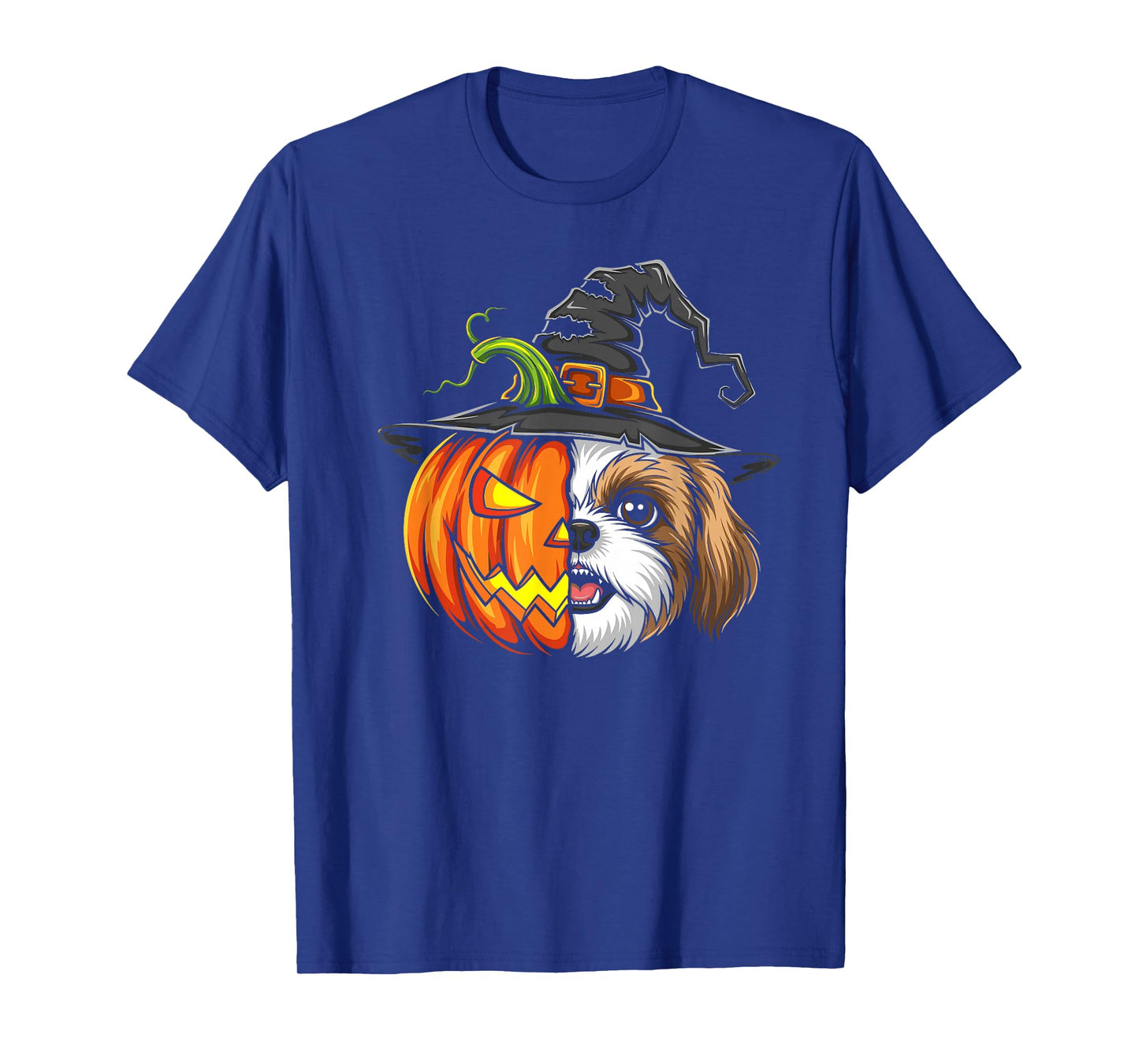 Shih Tzu Pumpkin Jack O Lantern Halloween Kids Mens Womens T-Shirt