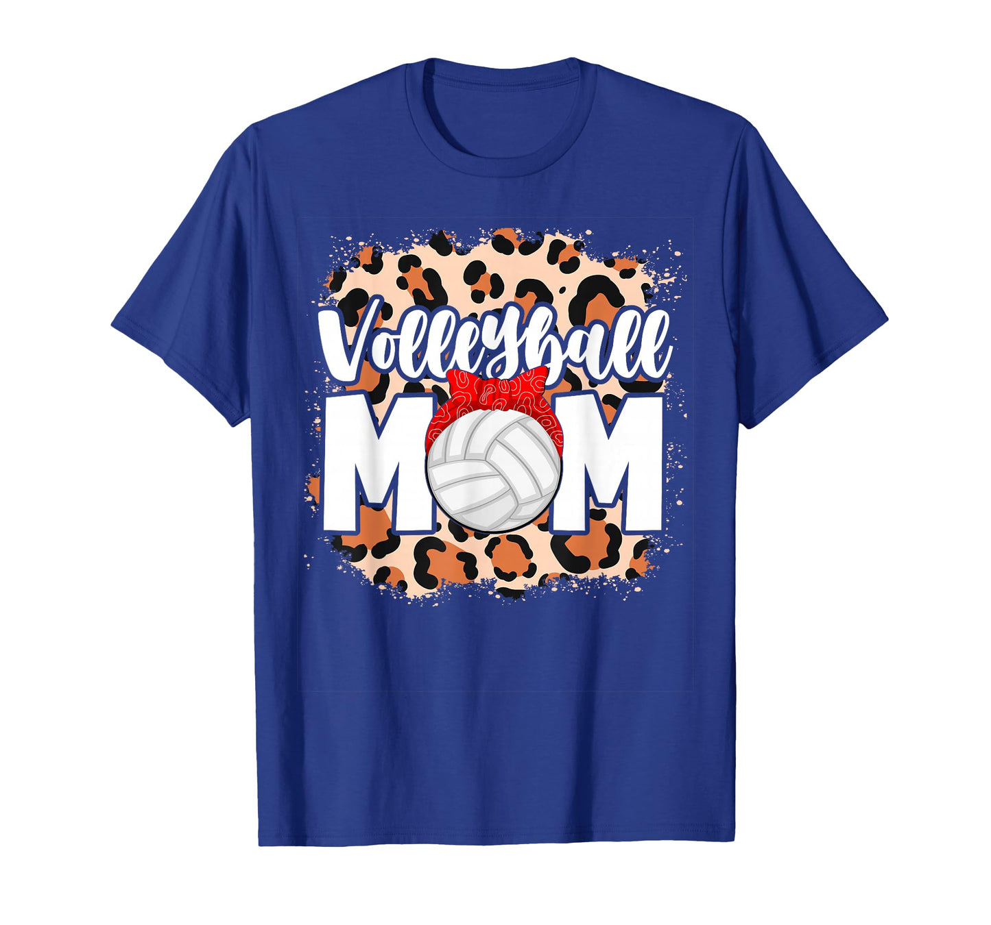 Volleyball Mom Leopard Messy Bun Game Day Funny Mothers Day T-Shirt