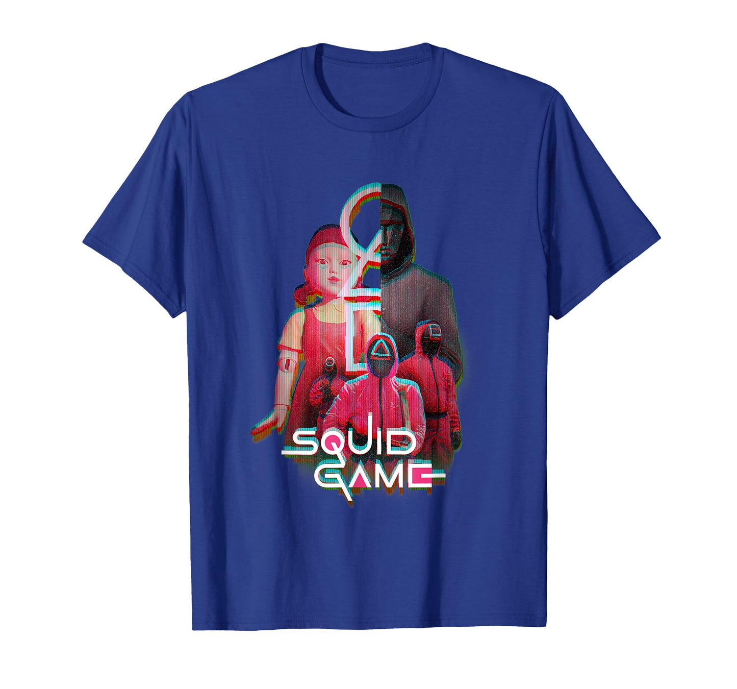 Squid Game 2 Front Man Split Face Glitch Logo T-Shirt