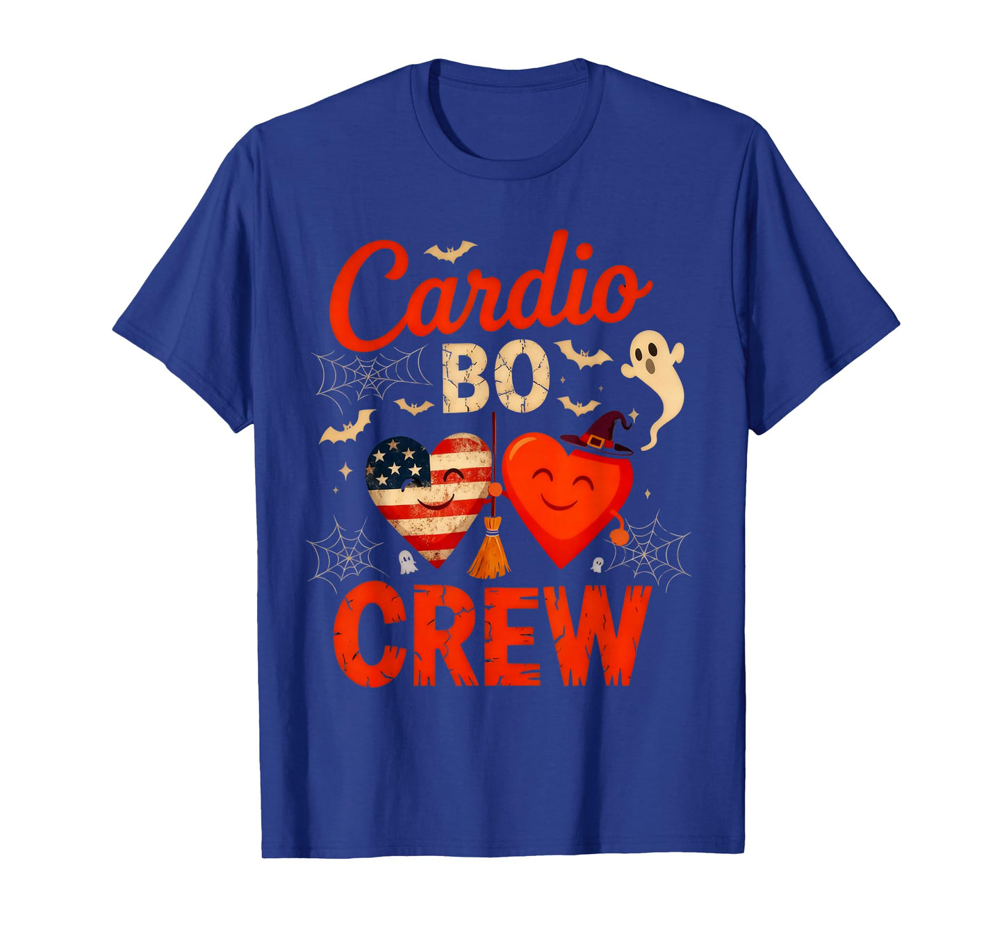 Halloween Cardio Boo Crew Cardiac Nurse Heart Flag American T-Shirt