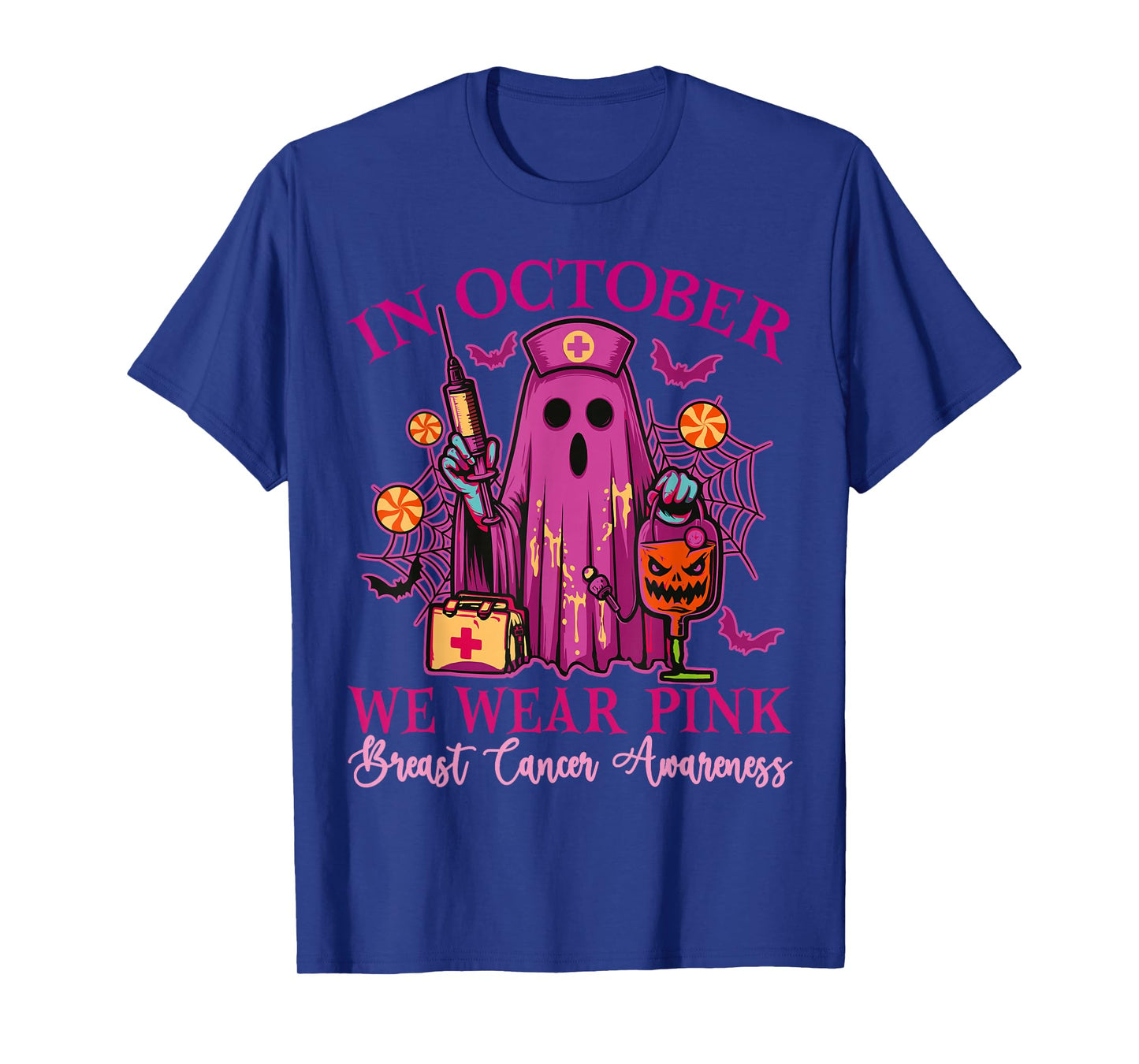 Boo Halloween Breast Cancer in October We Wear Pink T-Shirt
