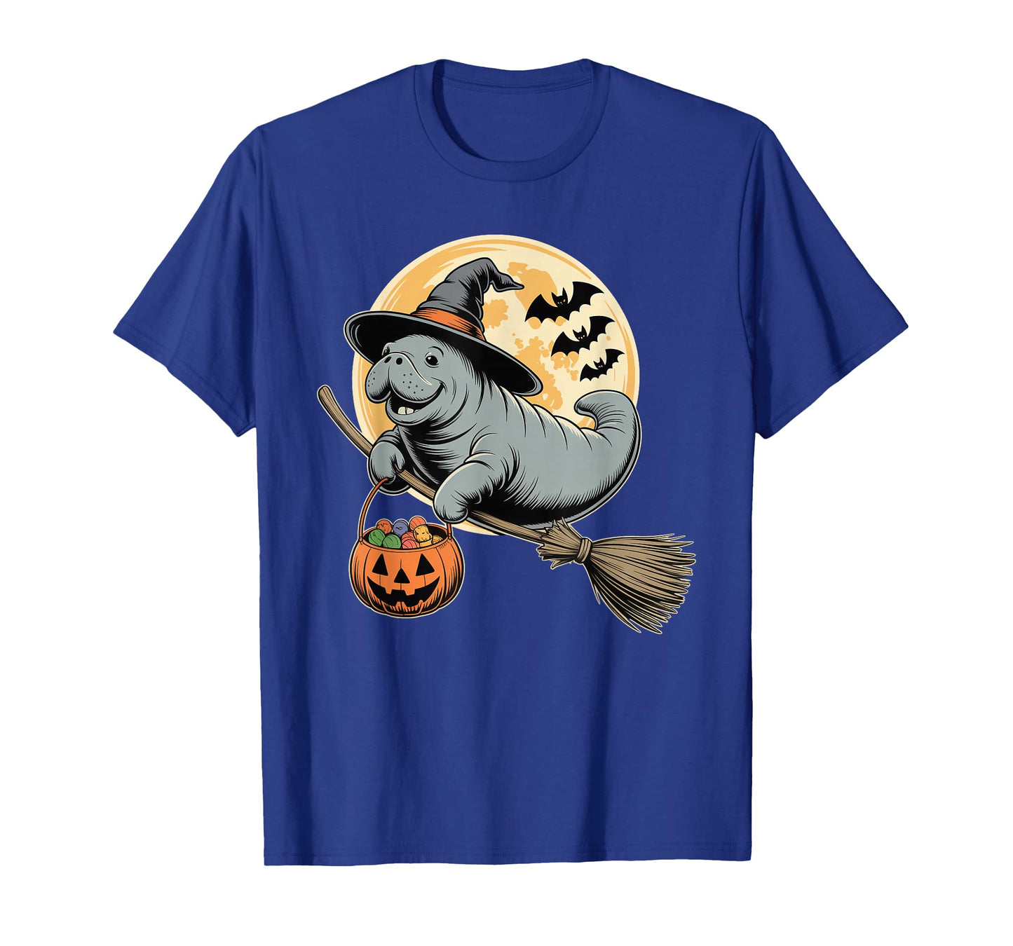 Manatee Witch Hat Pumpkin Halloween Costume Men Women Kids T-Shirt