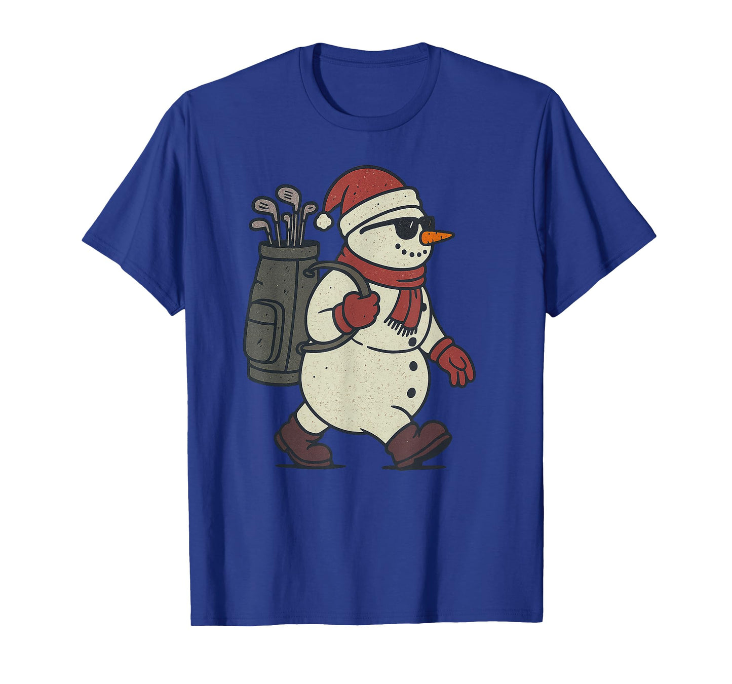 Snowman Playing Golf Christmas Vintage Funny Xmas T-Shirt