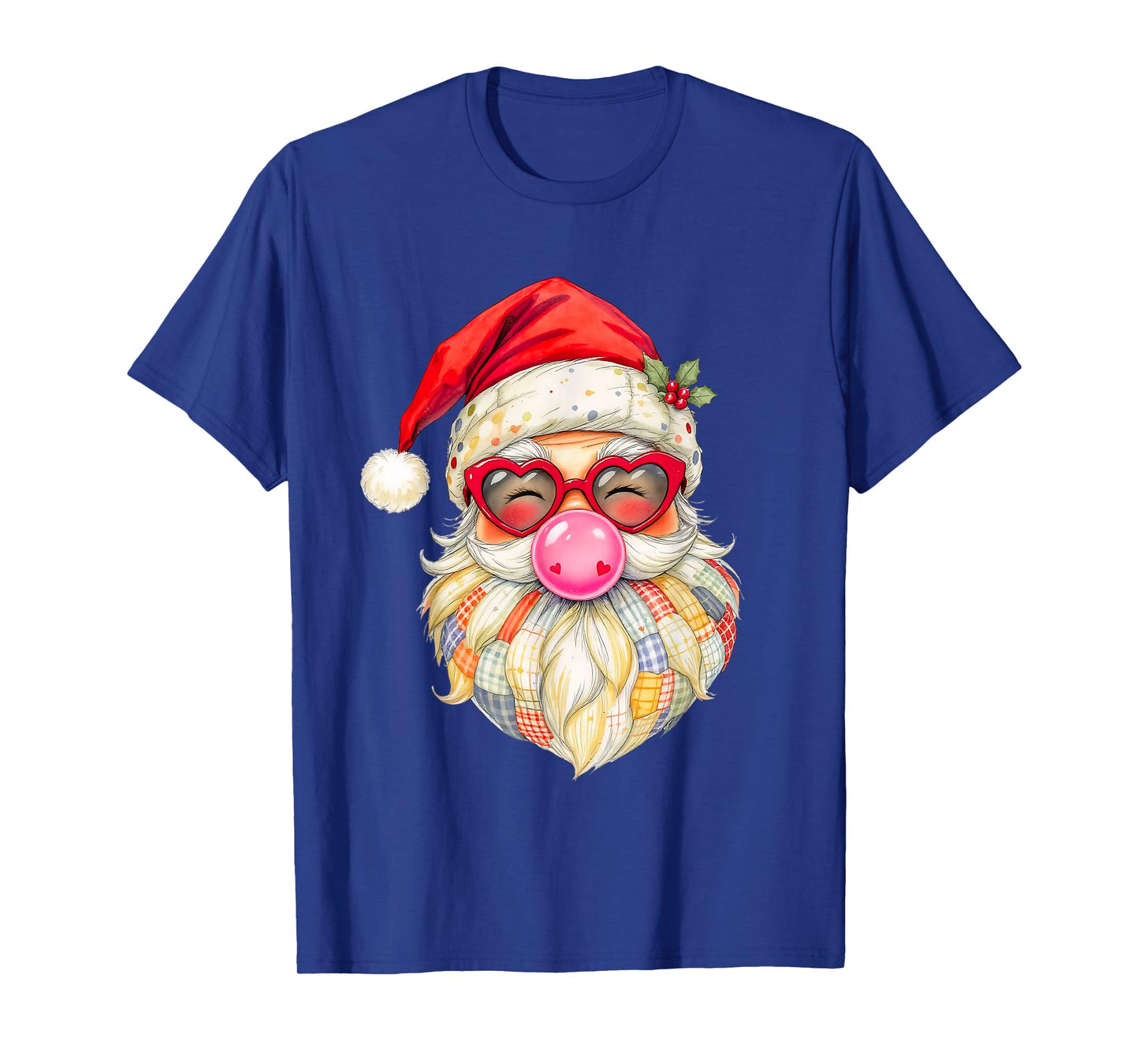 Patchwork Santa Claus Face Vintage Christmas Men Women Kids T-Shirt