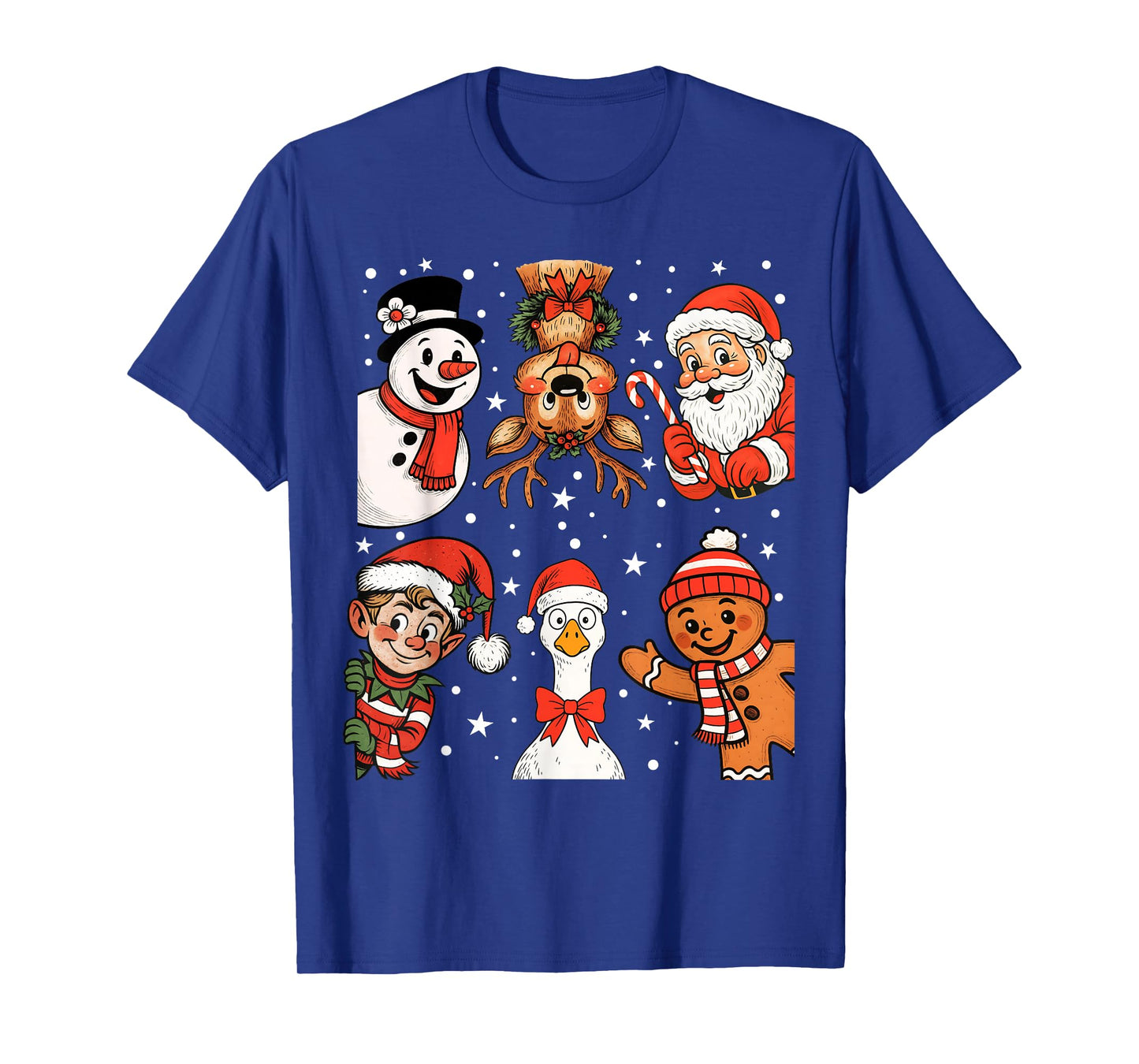 Funny Santa Claus Elf Snowman Ginger Bread Goose Christmas T-Shirt