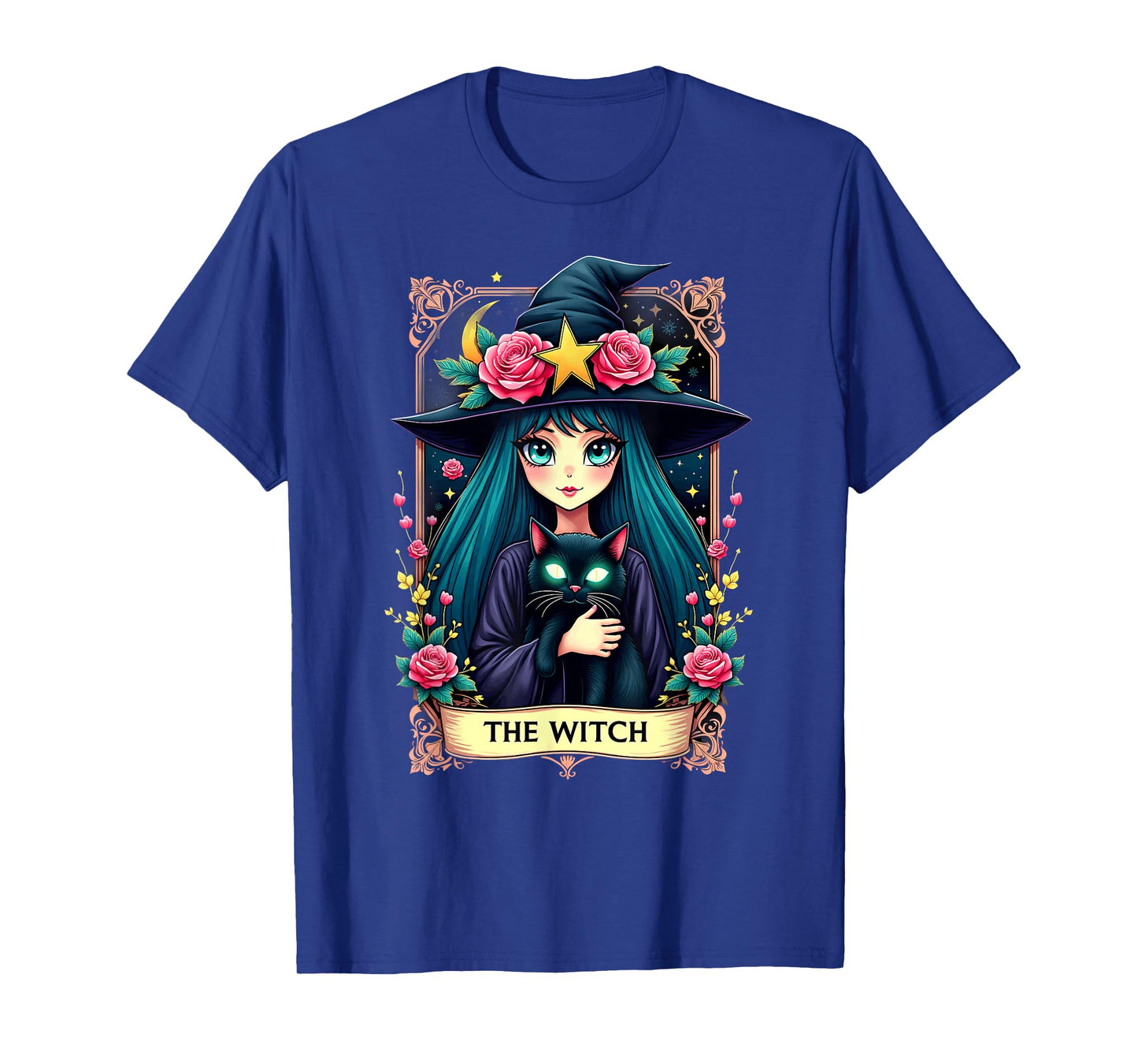Gothic Tarot Card The Witch with Black Cat T-Shirt