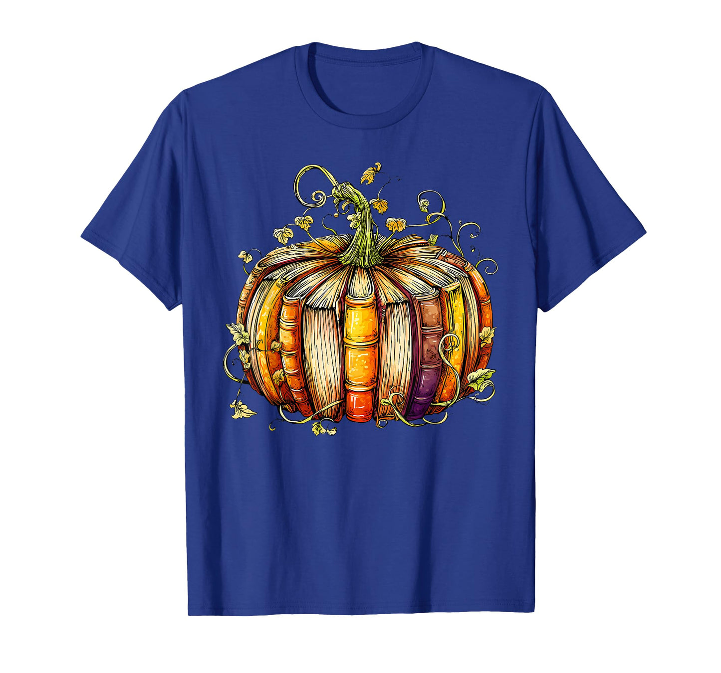 Books Pumpkins Vintage Library Thanksgiving Fall Teacher Kid T-Shirt