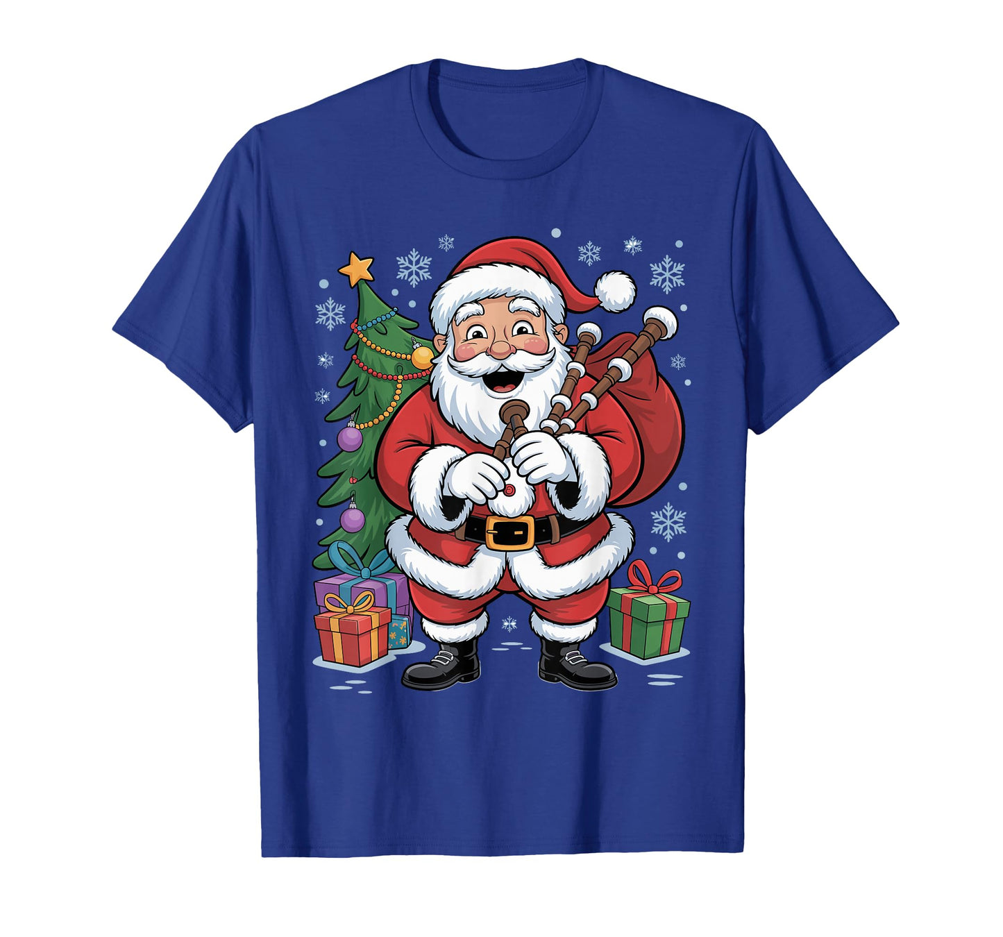 Funny Santa Christmas Design Bagpipes Holiday Xmas Pajama T-Shirt