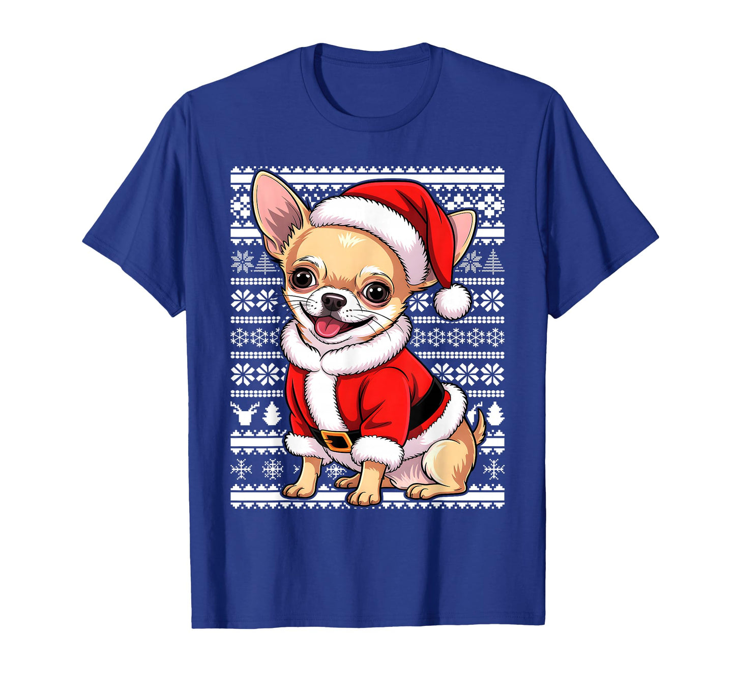 Brown Chihuahua Dog Santa Hat Xmas Ugly Christmas T-Shirt