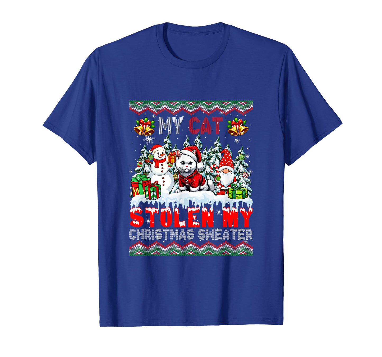 My Cat Stolen My Christmas Sweater Santa Dog Gnome T-Shirt