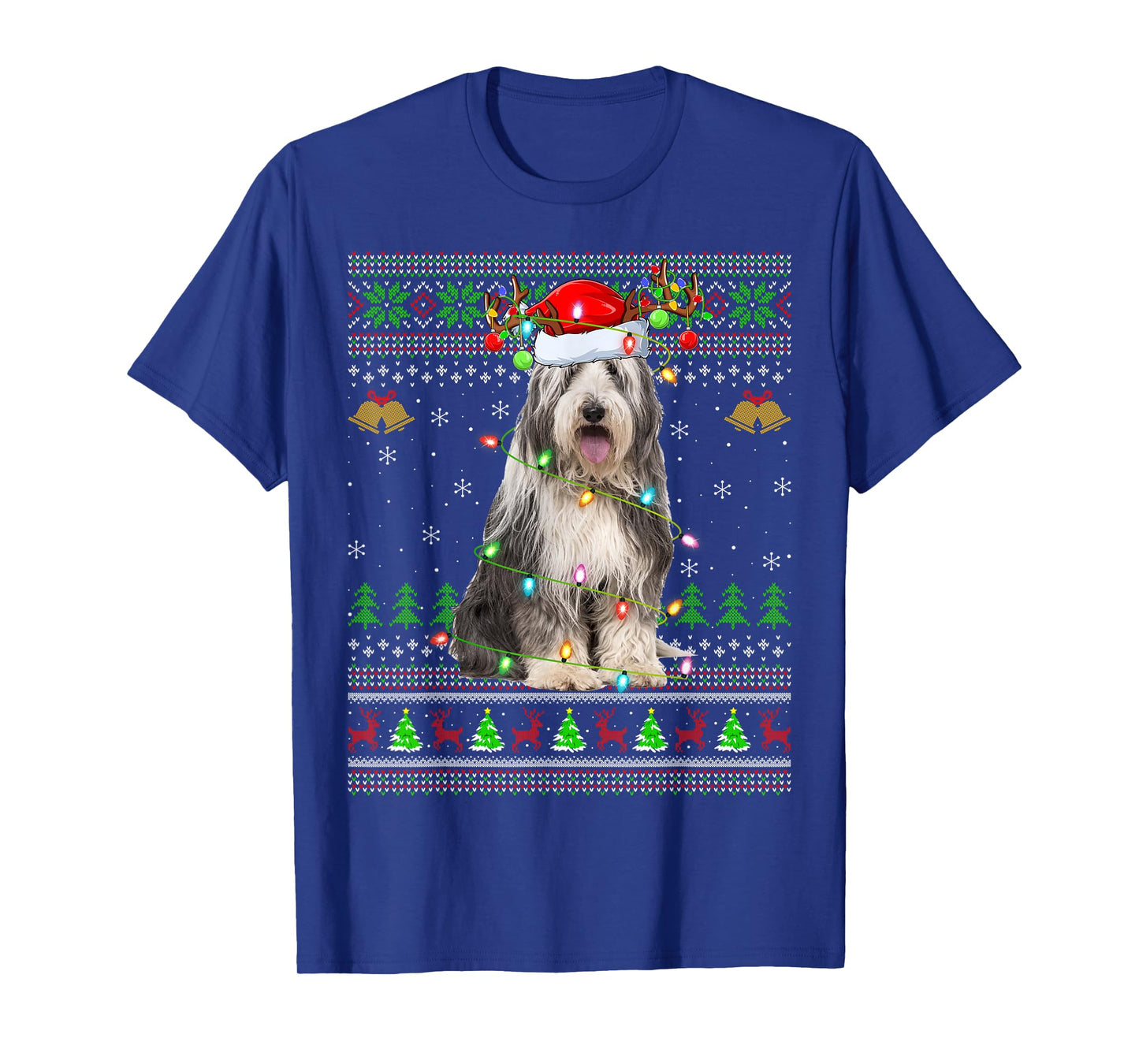 Bearded Collie Dog Ugly Christmas Sweater Holiday Santa Xmas T-Shirt