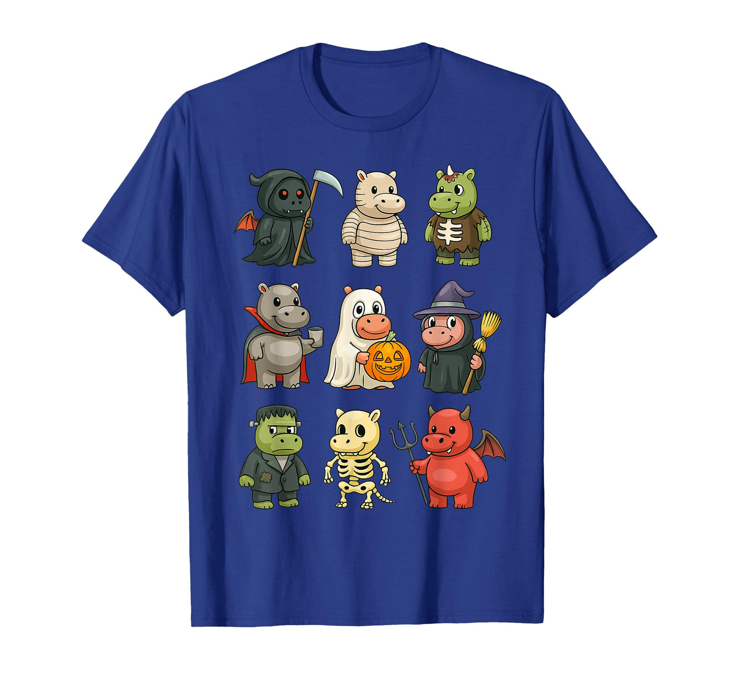 Funny Hippo Ghost Witch Zombie Halloween Costume Boys Girls T-Shirt