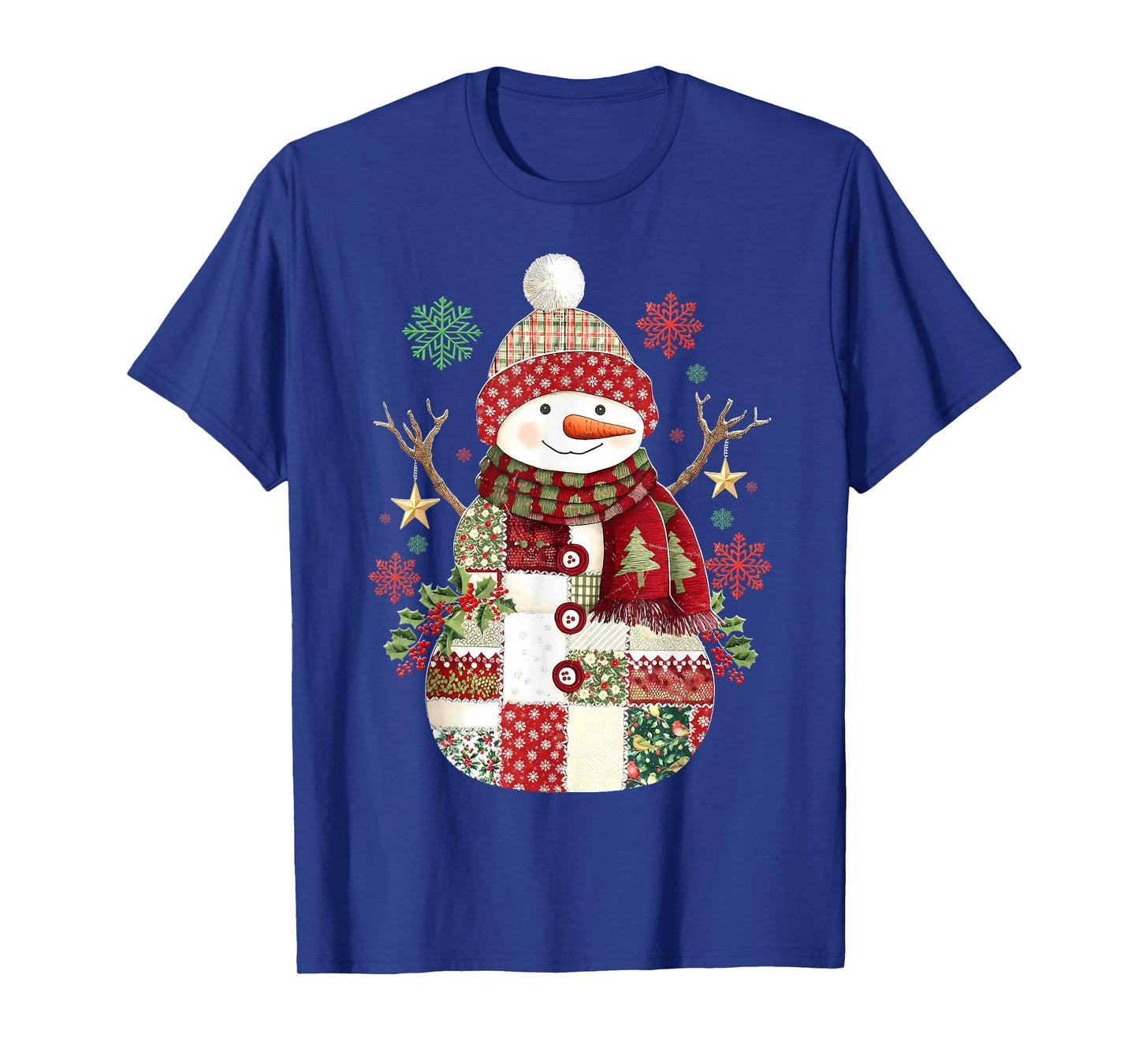 Patchwork Snowman Preppy Girly Christmas Xmas Holiday Kids T-Shirt