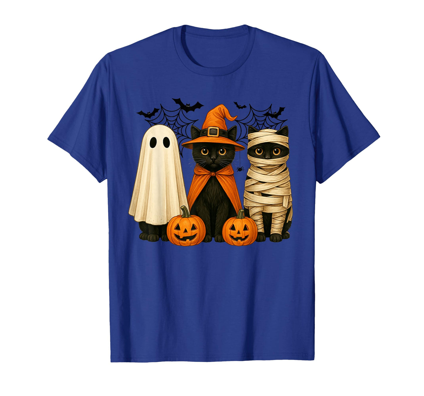 Retro Black Cat Witch Scary Halloween Costume Men Women Kid T-Shirt