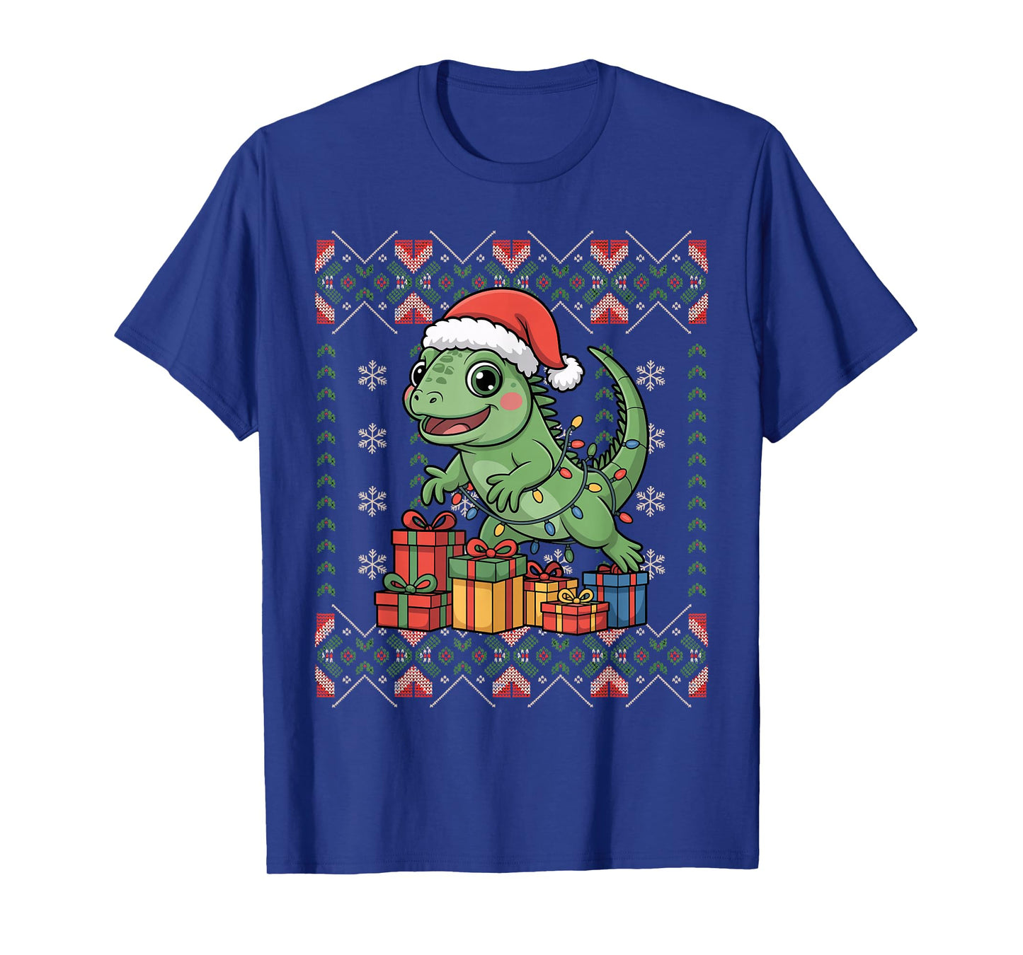Santa Iguana Christmas Ugly Sweater Funny Holiday Pajamas T-Shirt