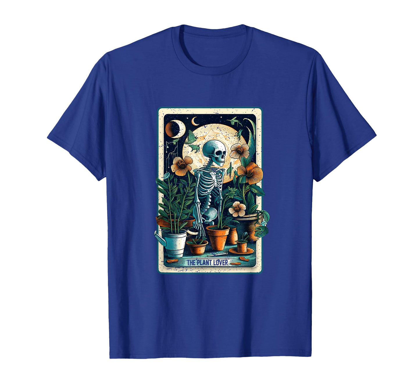 Plant Lover Gardener Tarot Card Halloween Skeleton Moon T-Shirt
