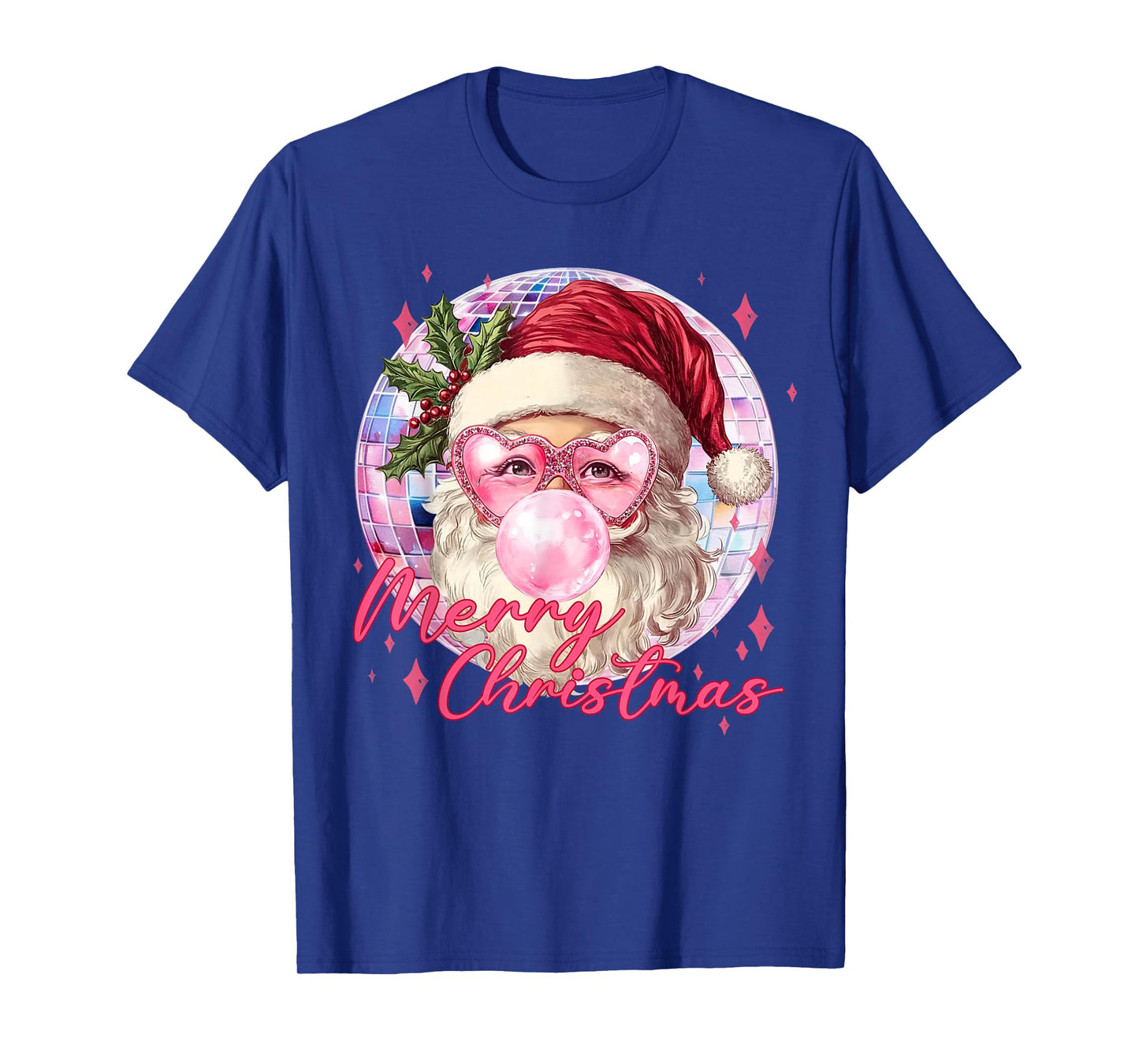 Disco Christmas Retro Groovy Santa Claus Merry Bright Women T-Shirt
