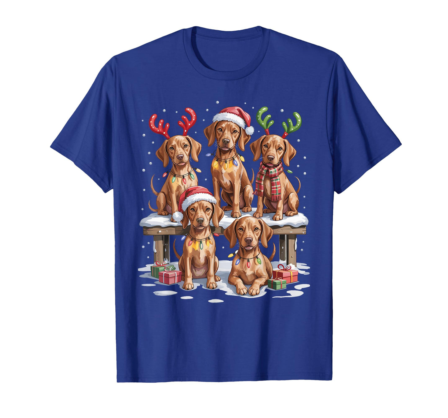 Cute Vizsla Christmas Puppies Dog Lovers Funny Holiday T-Shirt