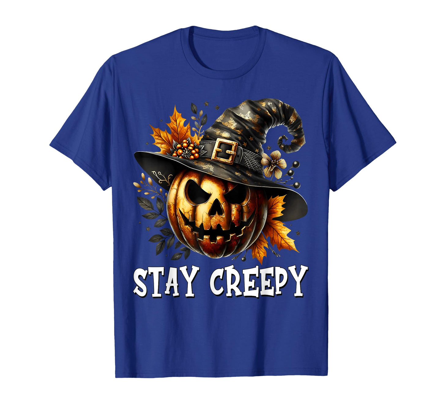 Stay Creepy Halloween Pumpkin Witch Hat for Spooky Season T-Shirt