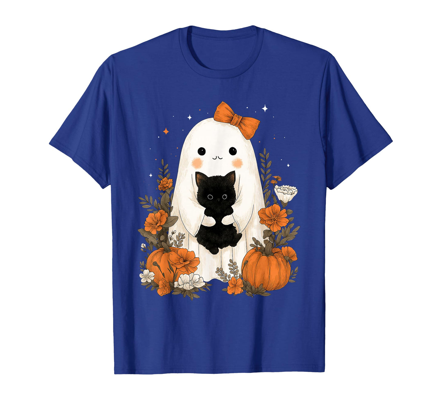 Vintage Halloween Ghost Holding Cat Spooky for Men Women T-Shirt