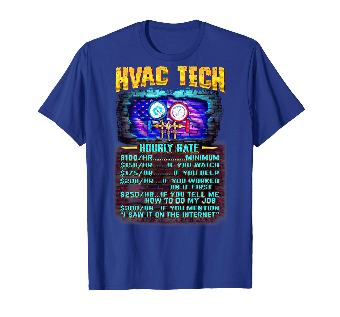 Funny HVAC Technician hourly rate T-Shirt - Adults, Unisex, Short Sleeve, Black, X-Small, Classic Fit, Polyester 100%, Vintage Modern Blend, HVAC Technicians, HVAC Enthusiasts, Fun-loving Adults