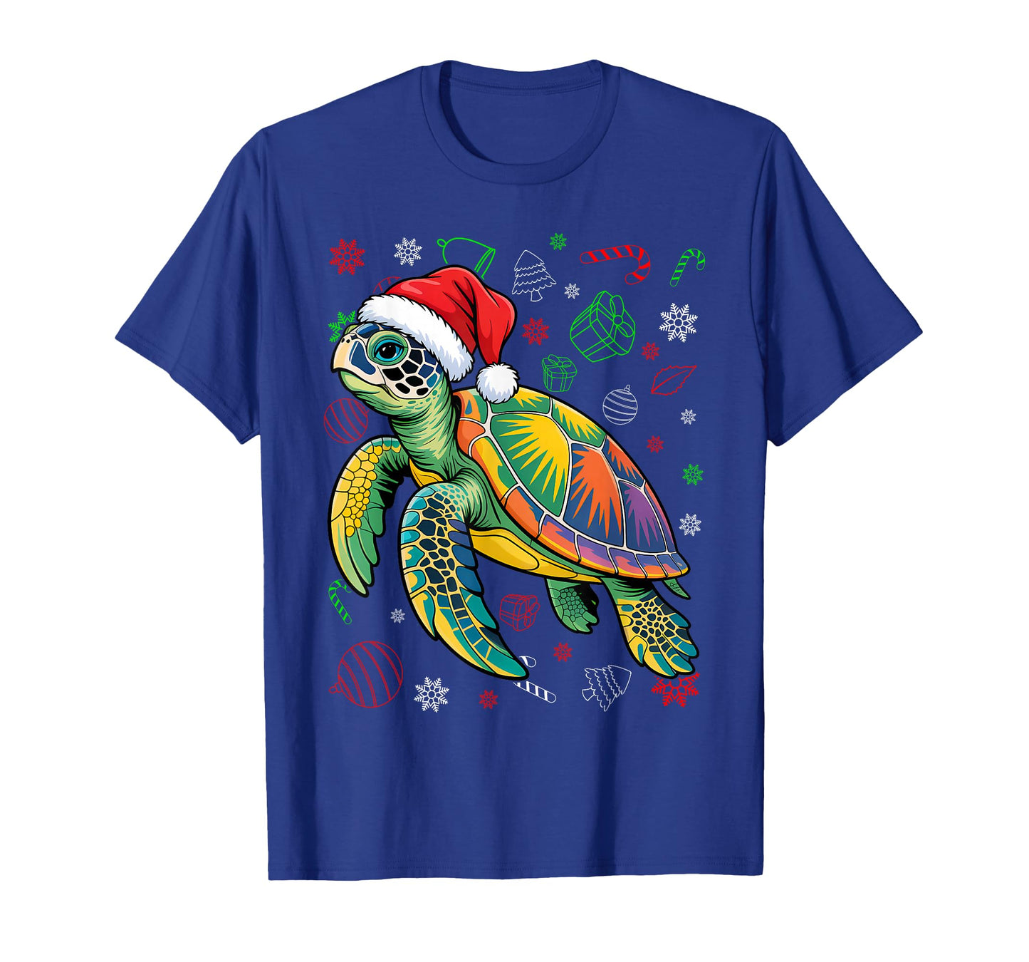 Sea Turtle Santa Cute Christmas Hat Design for Lovers T-Shirt