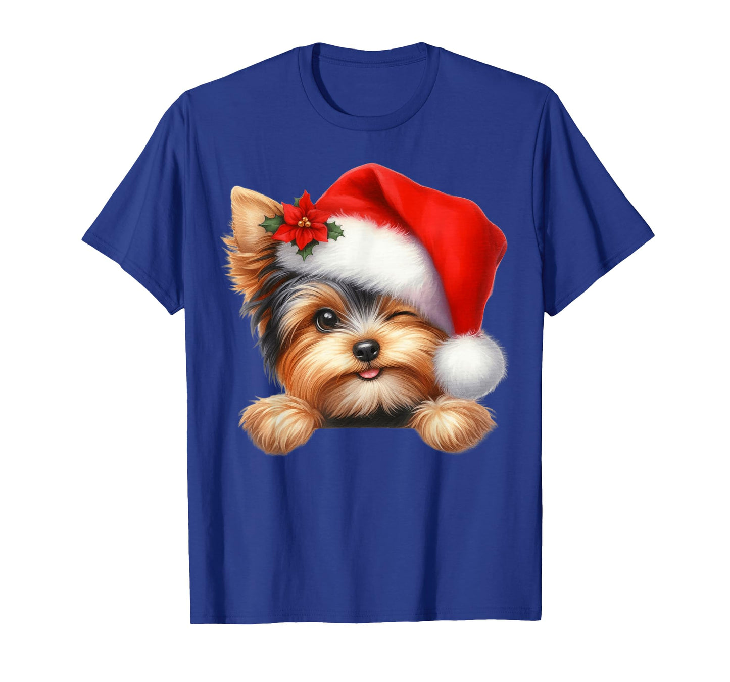 Yorkie Yorkshire Terrier Dog Christmas Santa Hat Dog Mom Dad T-Shirt