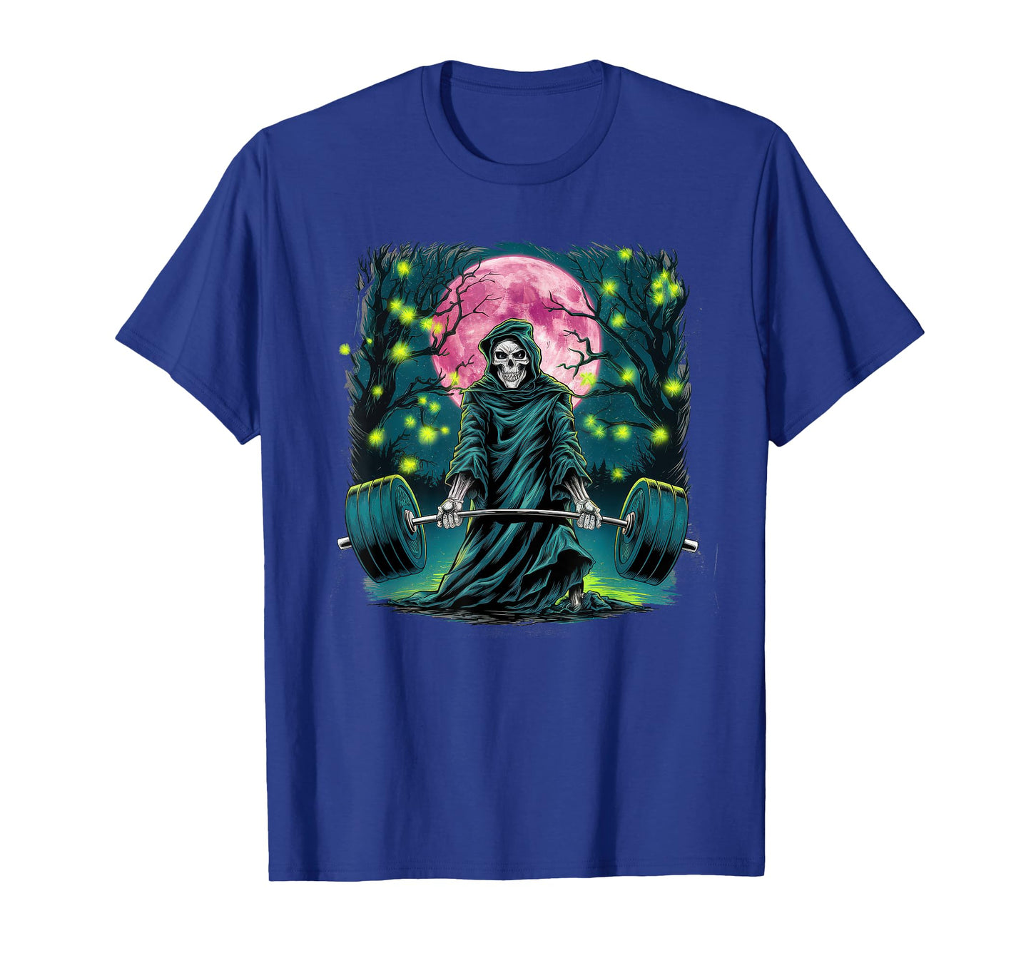Deadlift Skeleton Gift Fitness Goth Tarot Card Gym Workout T-Shirt