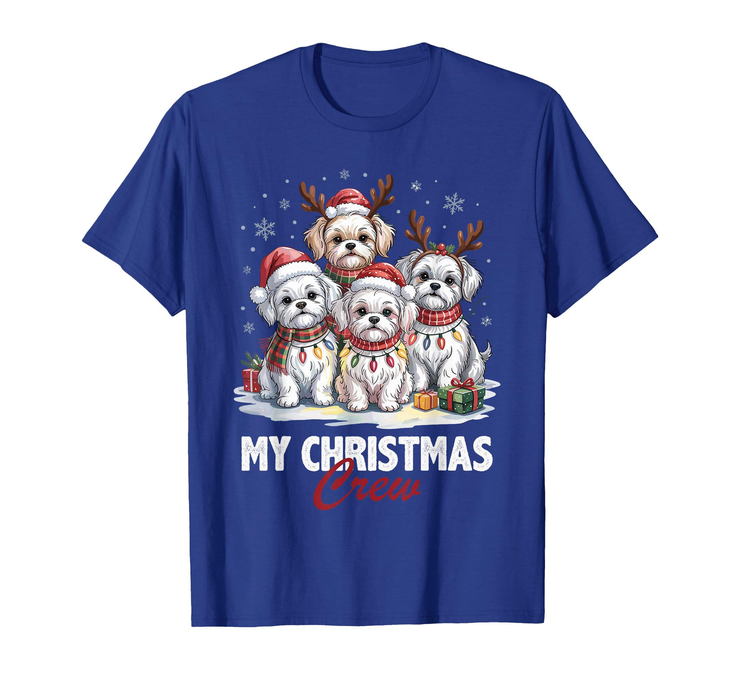 Maltese Christmas Crew Funny Dog Lovers Holiday Pajama T-Shirt