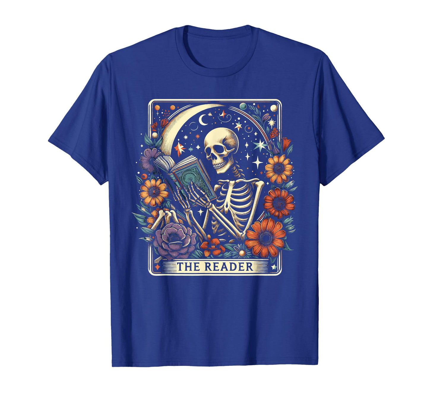 The Reader Tarot Card Skeleton Reading Book Bookworm Bookish T-Shirt