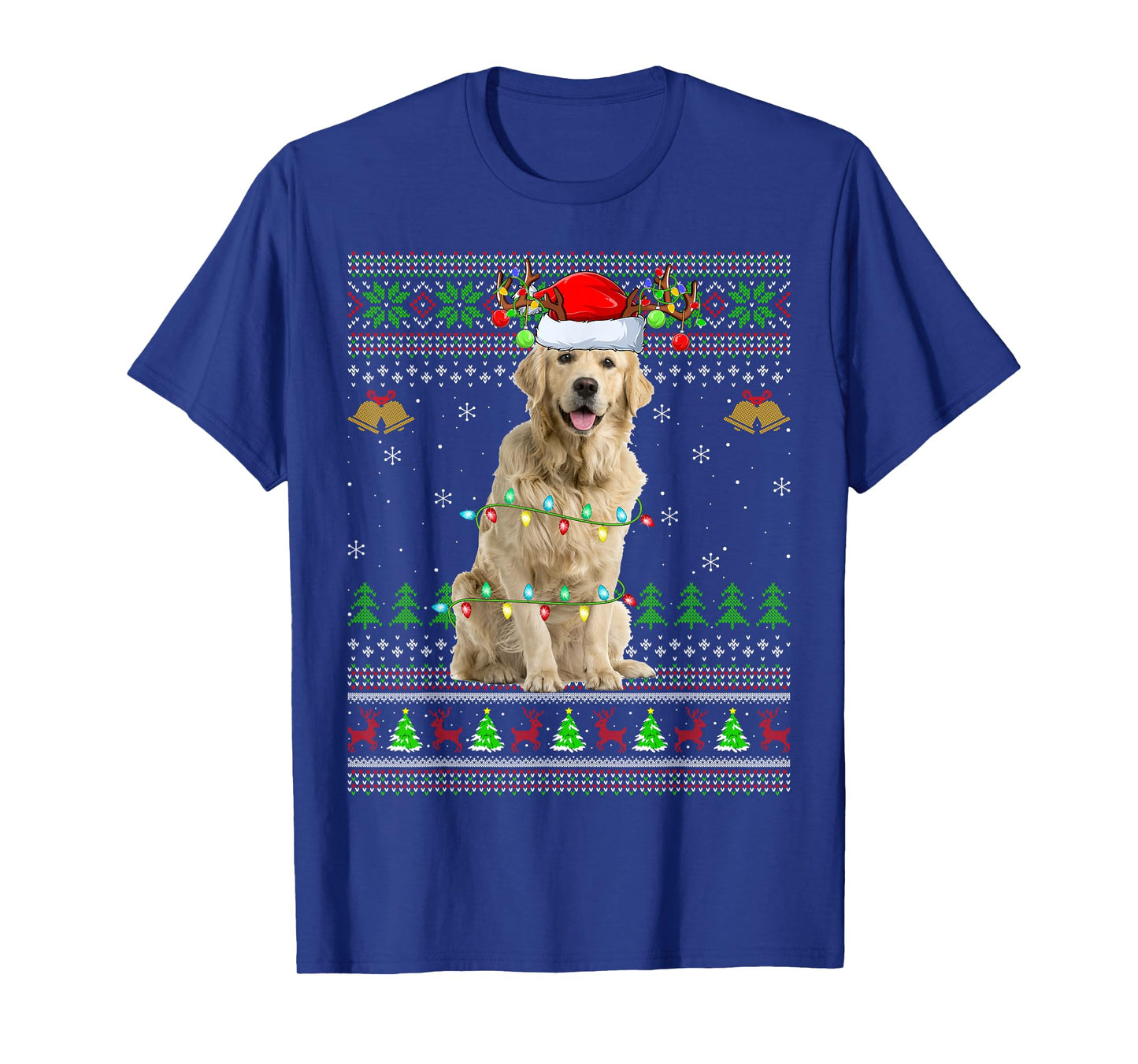 Golden Retriever Dog Ugly Christmas Sweaters Holiday Xmas T-Shirt