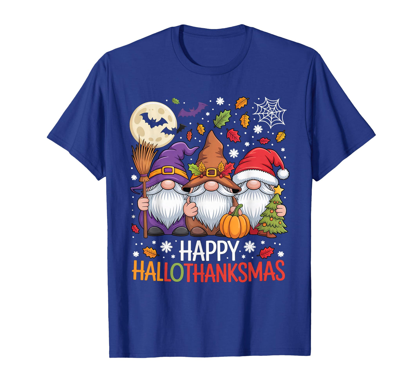 Happy Hallothanksmas Gnomes Lover Halloween Merry Christmas T-Shirt
