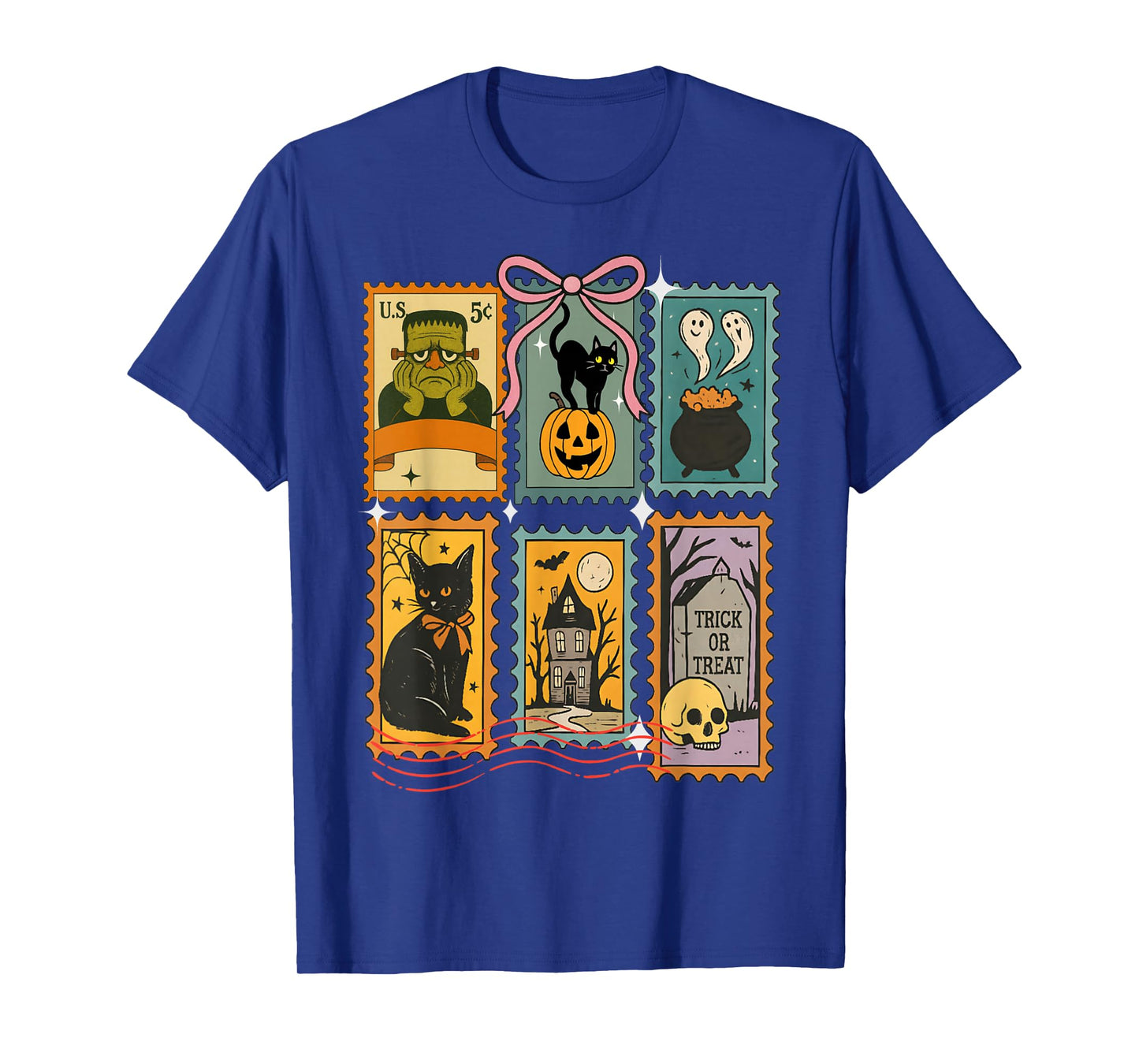 Funny Cute Halloween Postage Stamp Spooky Cartoon Art tee T-Shirt