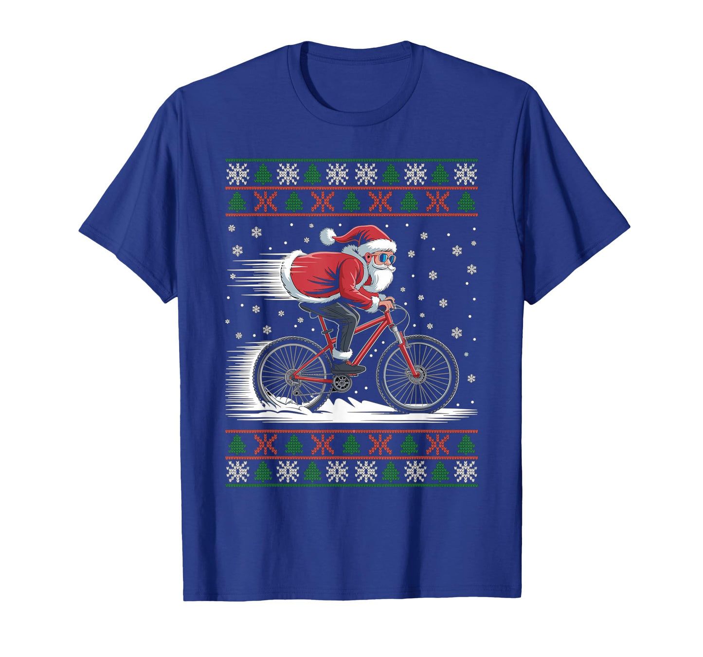 Santa Claus Mountain Bike Ugly Christmas Sweater MTB T-Shirt