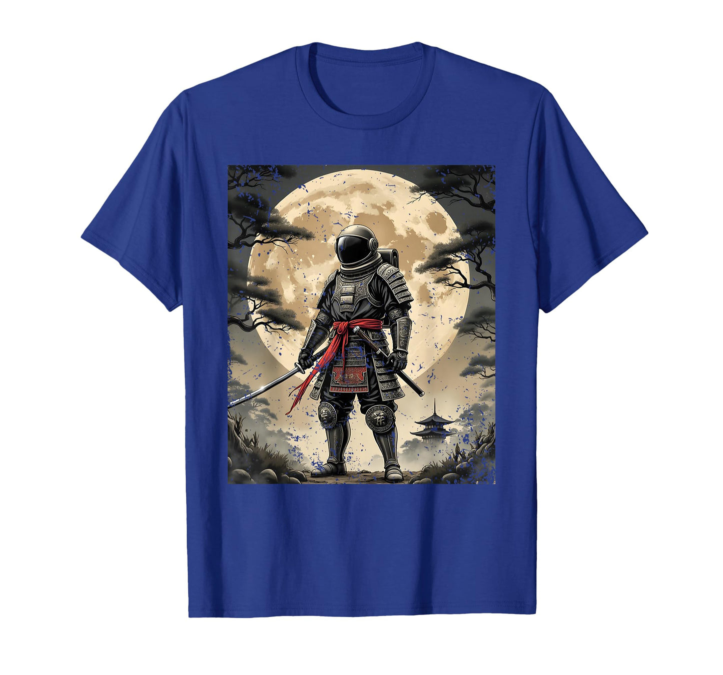 Samurai Astronaut Japanese Moon Vintage Graphic Ukiyo-e Art T-Shirt