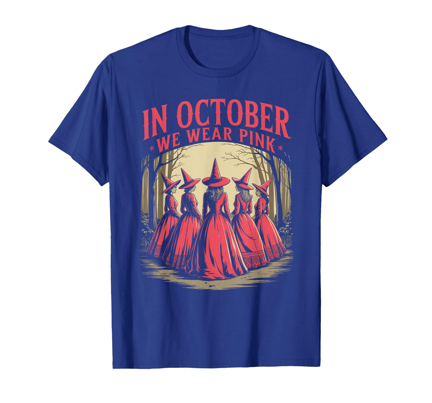 Retro in October We Wear Pink Witch Breast Cancer Awareness T-Shirt